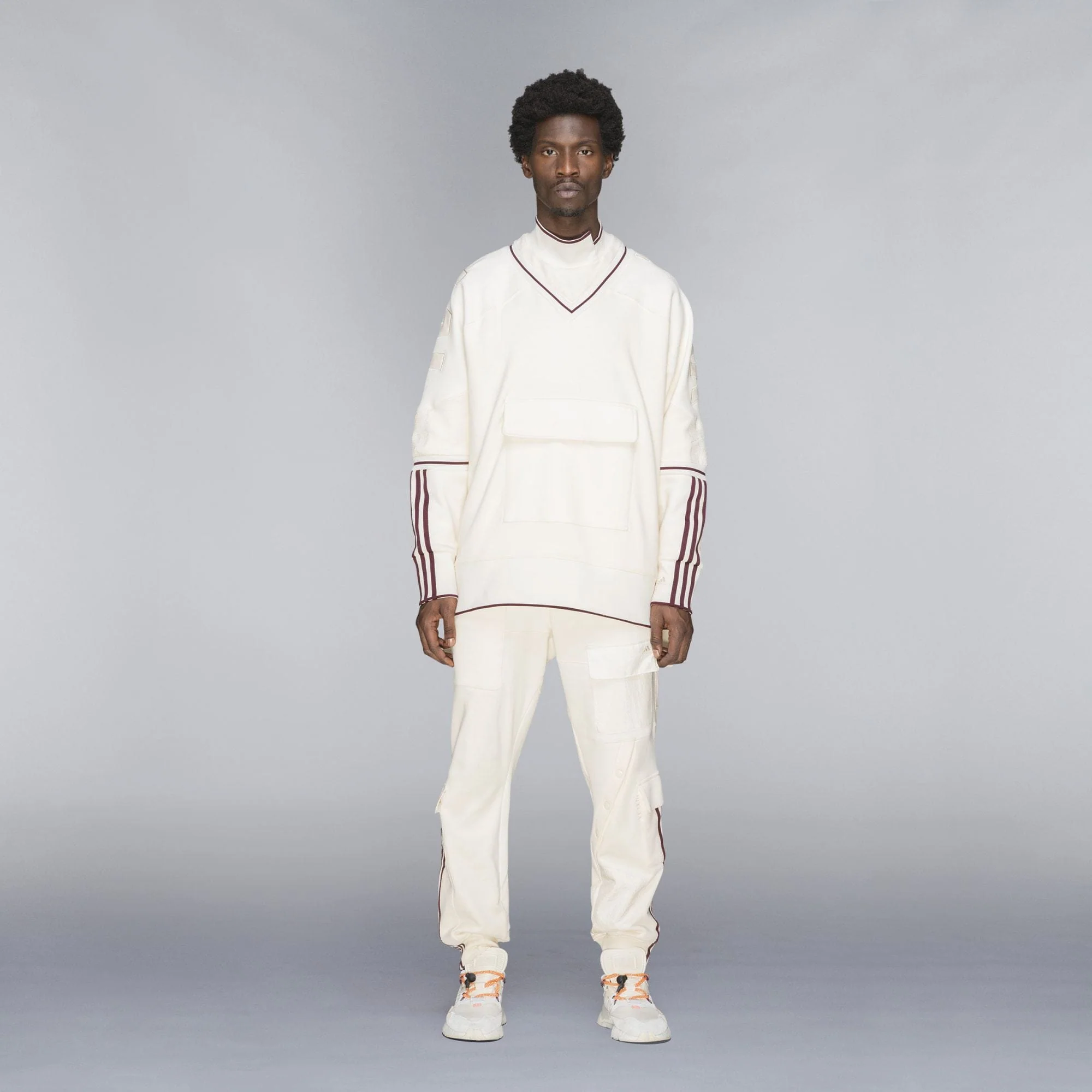 adidas Ivy Park Cargo Sweatpants Ecru Tint/Maroon - Image 4