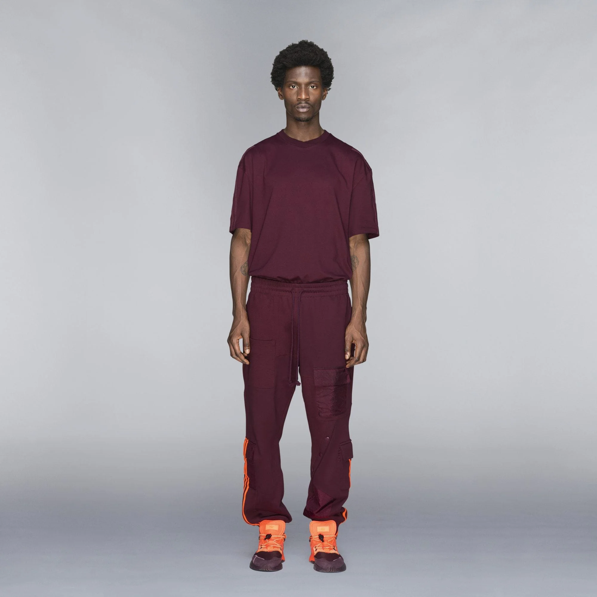 adidas Ivy Park Cargo Sweatpants Maroon/Solar Orange - Image 4