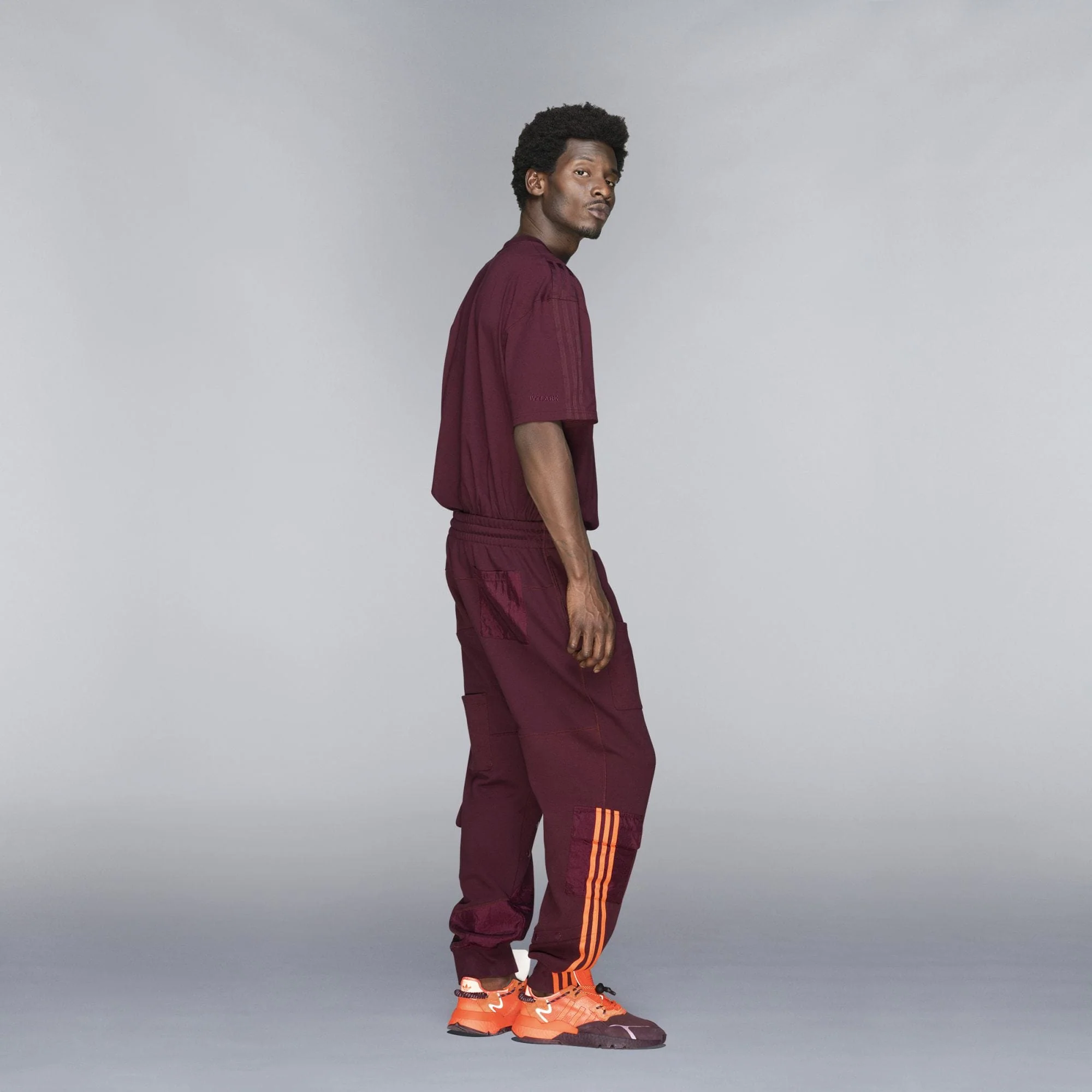 adidas Ivy Park Cargo Sweatpants Maroon/Solar Orange - Image 6