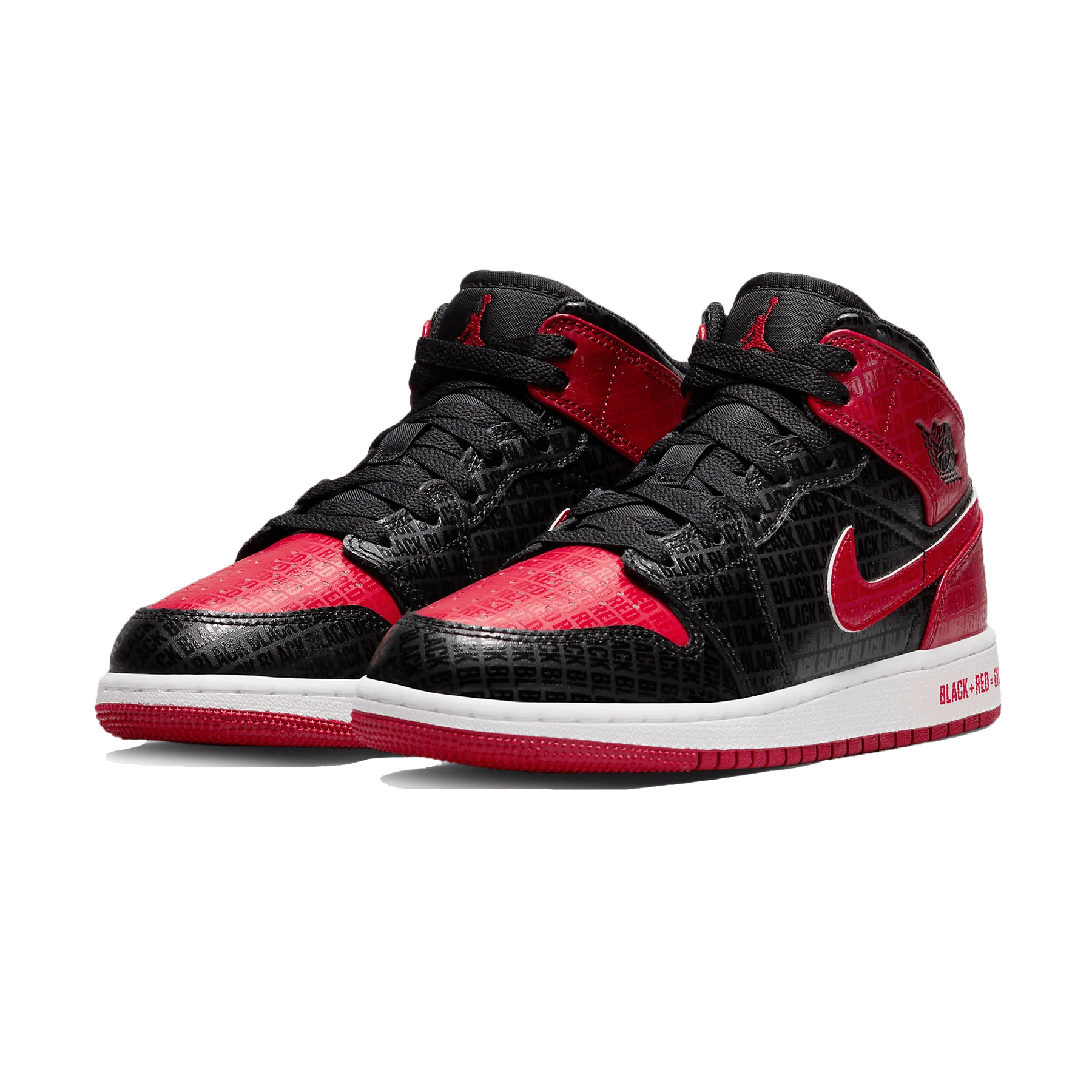 Air Jordan 1 Mid SS GS 'Black + Red = Bred' - Image 2