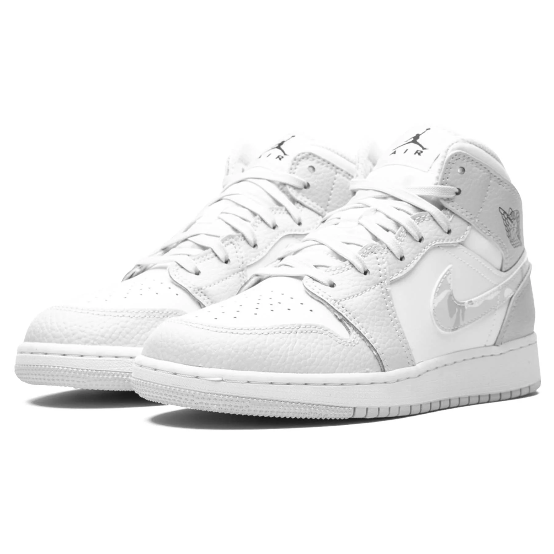 Air Jordan 1 Mid SE GS 'Swoosh Logo - Grey Camo' - Image 3