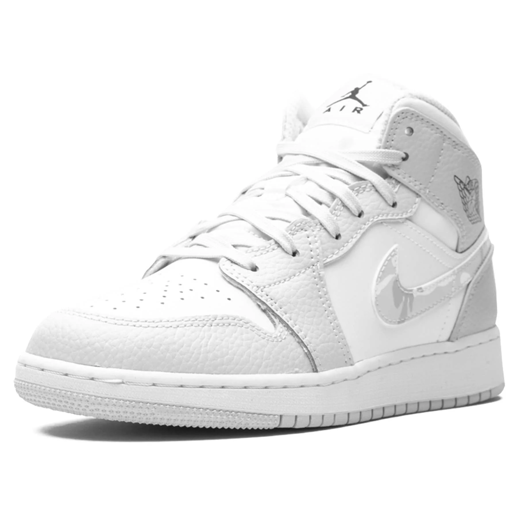 Air Jordan 1 Mid SE GS 'Swoosh Logo - Grey Camo' - Image 4