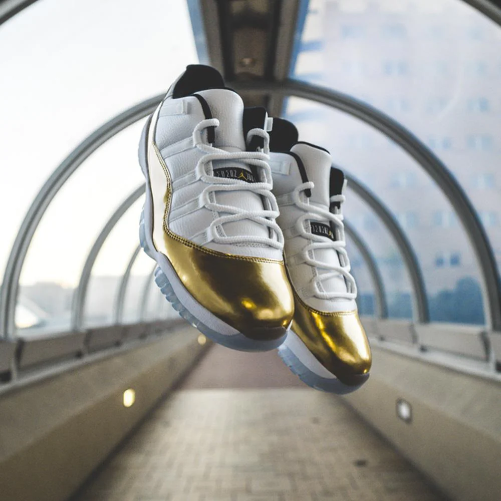 Air Jordan 11 Retro Low White- Metallic Gold - Image 9