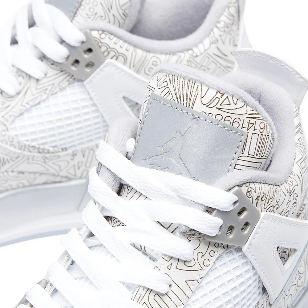 AIR JORDAN 4 RETRO LASER BG White & Metallic Silver - Image 4