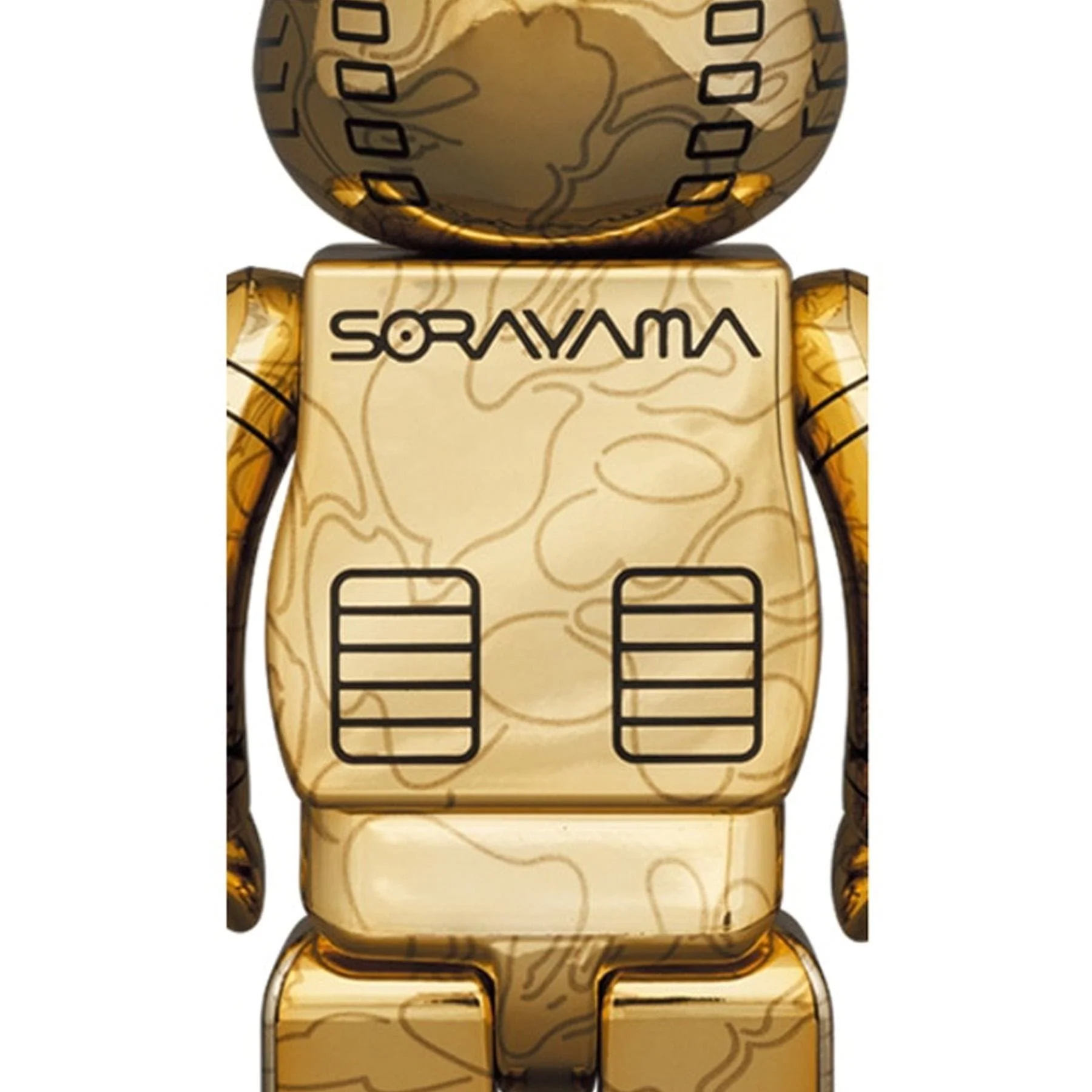 Bearbrick x BAPE x Hajime Sorayama Camo Shark 100% & 400% Set 'Gold' - Image 3