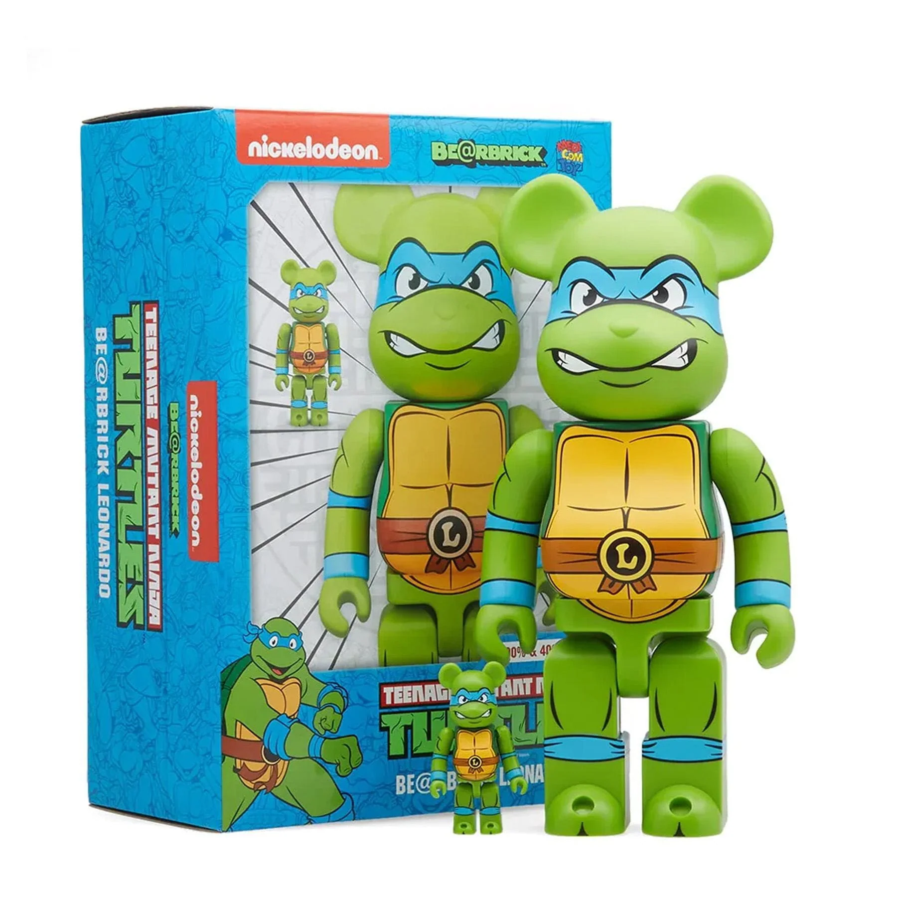 Bearbrick Medicom TMNT Leonardo 100% & 400% Set 'Green' - Image 3