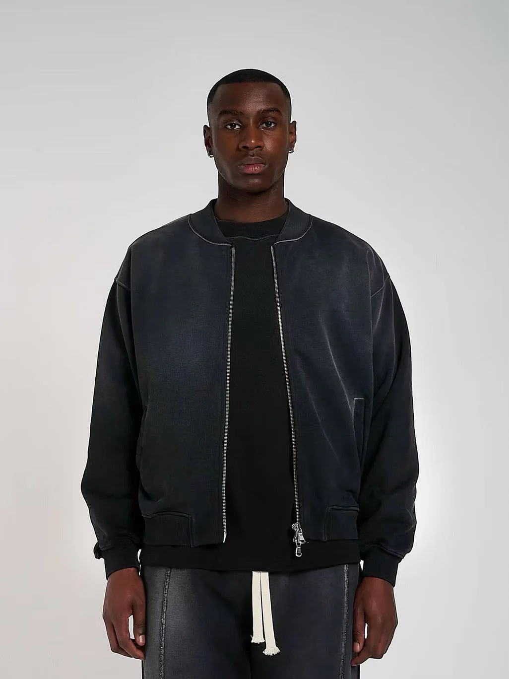 KAIZEN MARKET BLANK HEAVYWEIGHT FADE OUT BOMBER JACKET BLACK - Image 3
