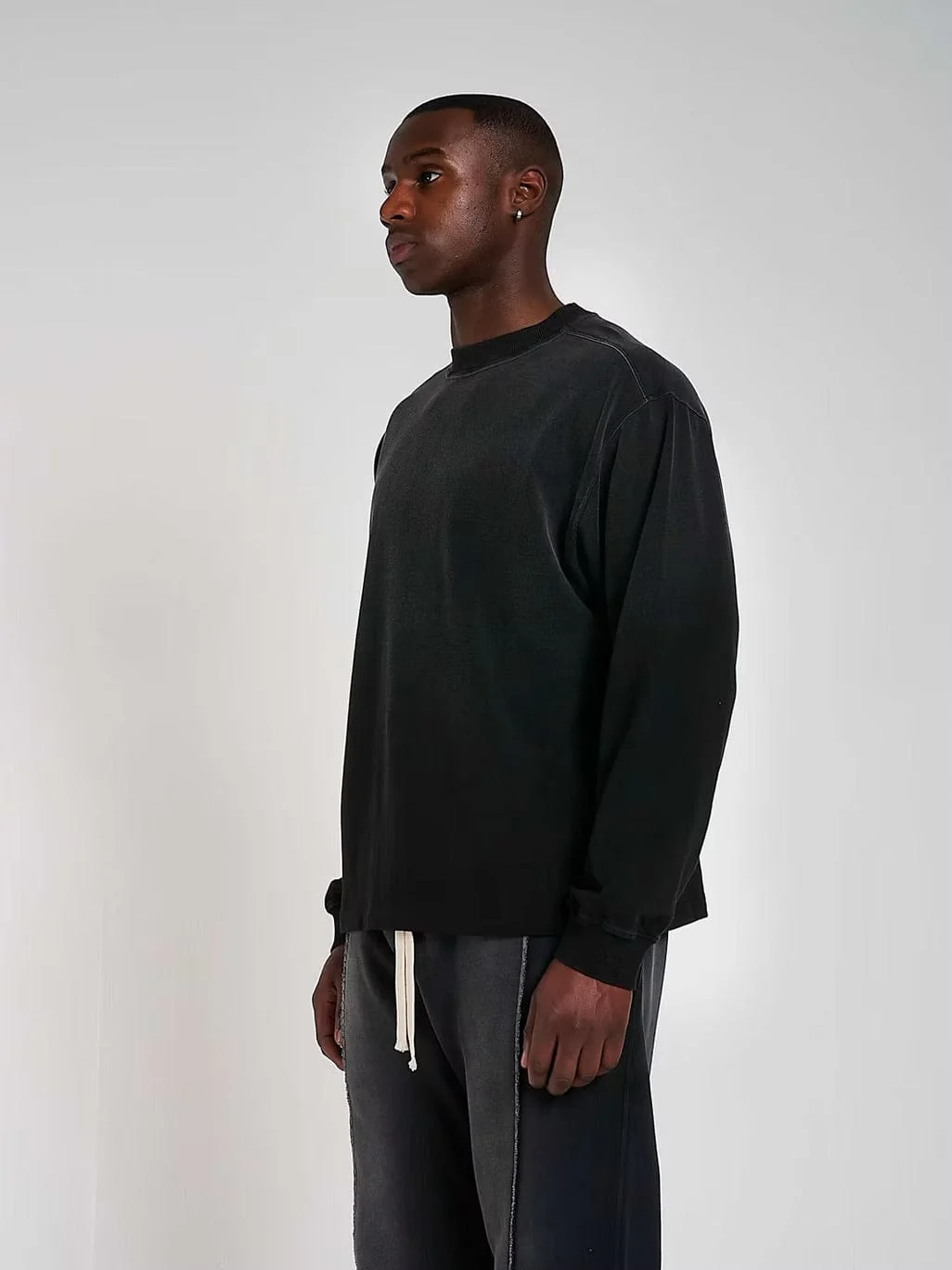 KAIZEN MARKET BLANK HEAVYWEIGHT FADE OUT LONGSLEEVE TEE BLACK - Image 3