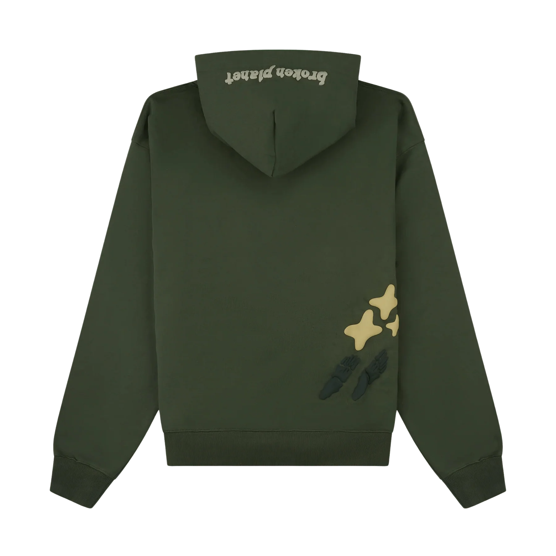 Broken Planet Hoodie 'Space Trails' - Olive Green - Image 2