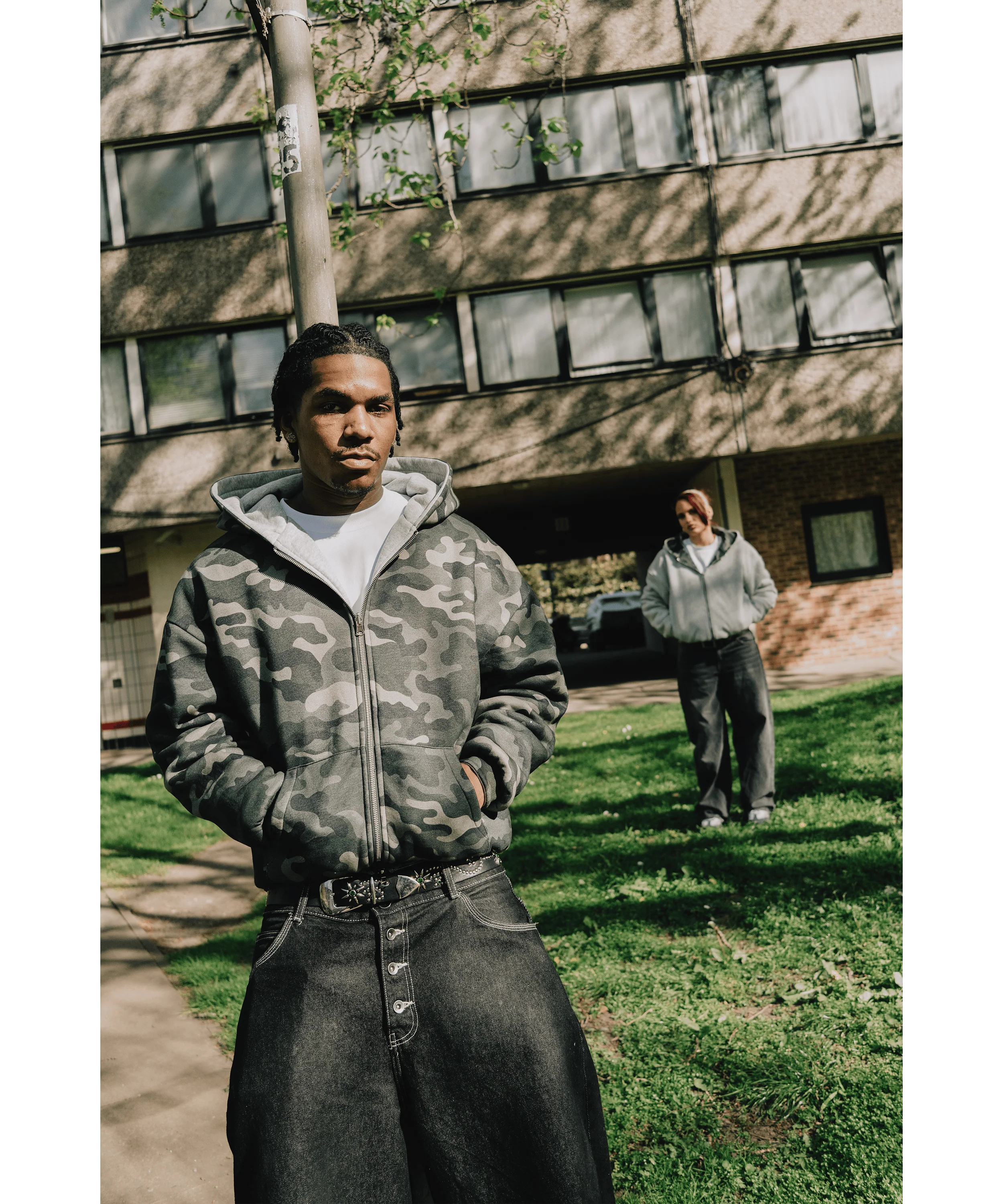 KAIZEN MARKET CAMO/GREY REVERSIBLE ZIP HOODIE - Image 3
