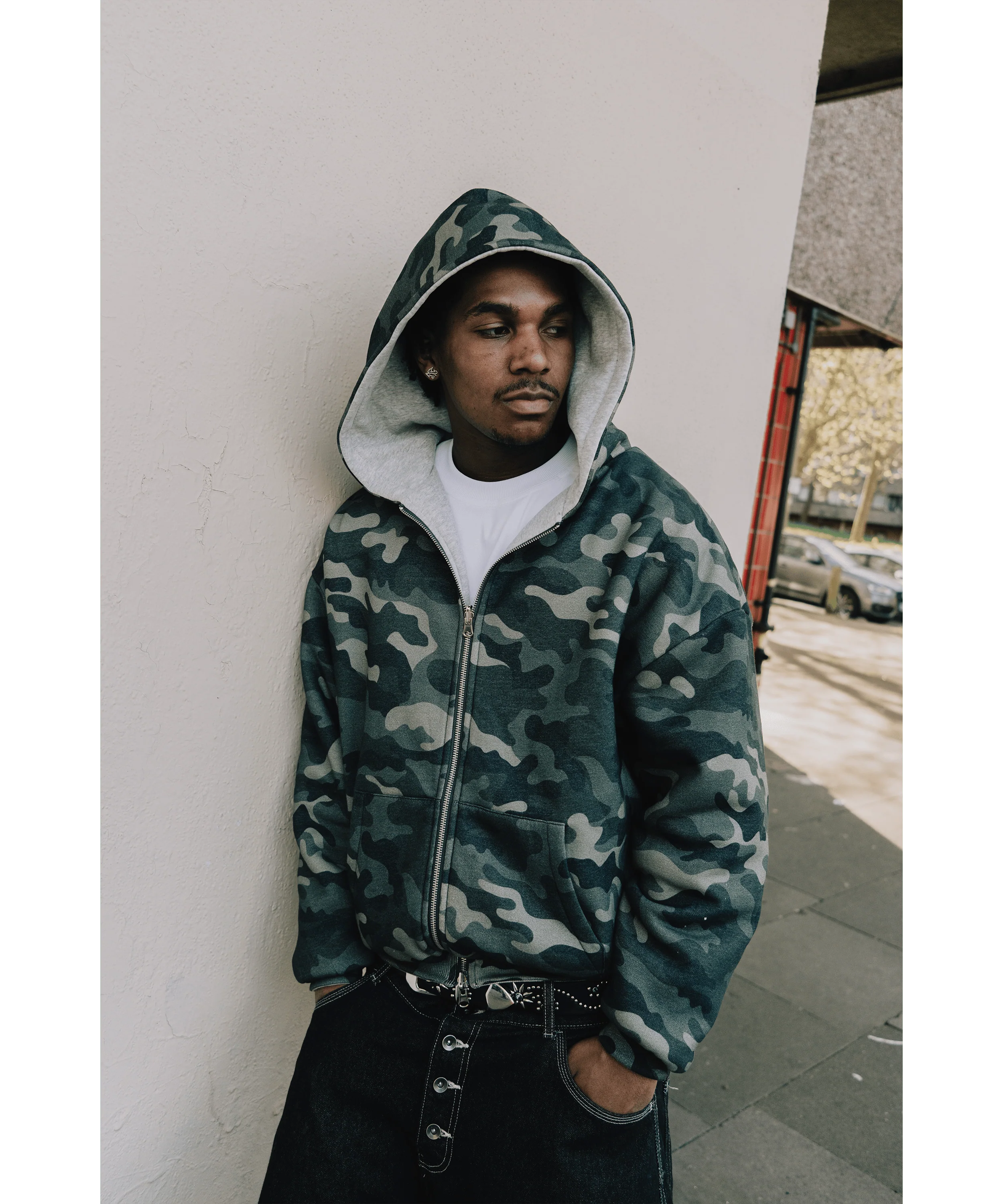KAIZEN MARKET CAMO/GREY REVERSIBLE ZIP HOODIE - Image 5