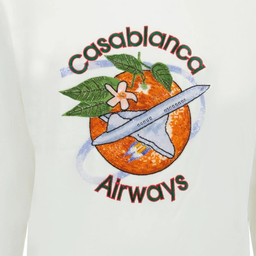 Casablanca Orbite Autour De L'Orange Beaded Sweatshirt White - Image 2