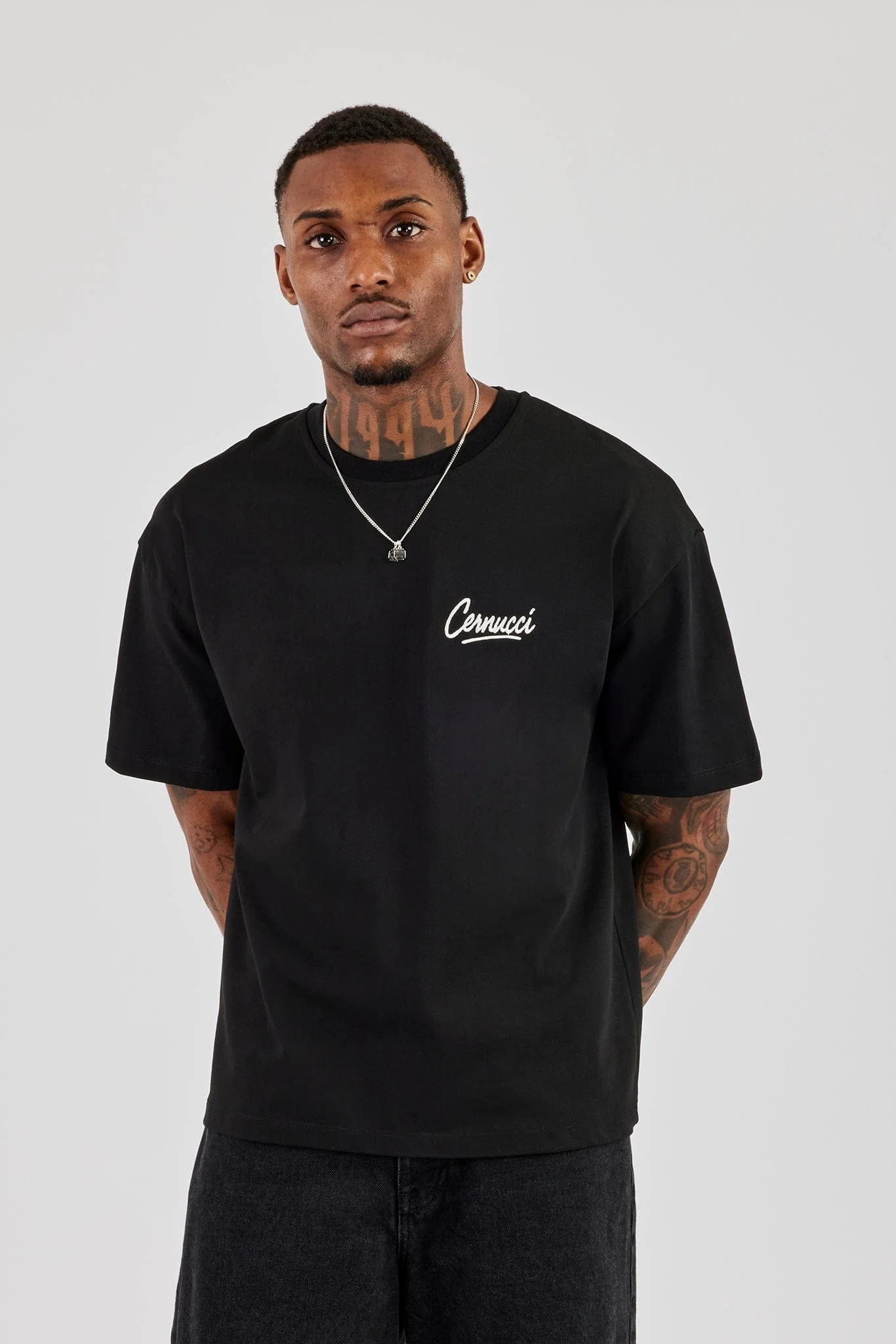 Cernucci Script Back Print T-Shirt - Black - Image 3