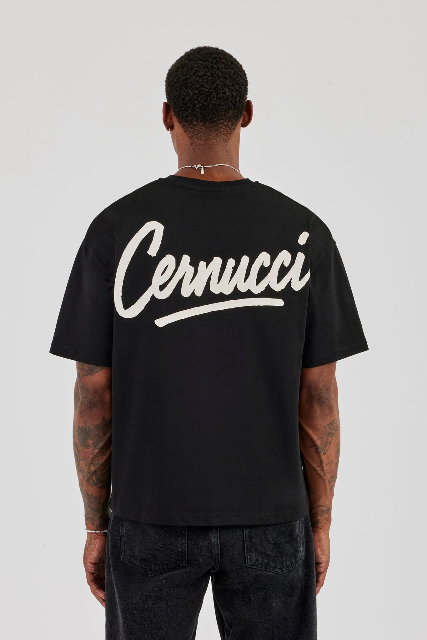 Cernucci Script Back Print T-Shirt - Black - Image 4