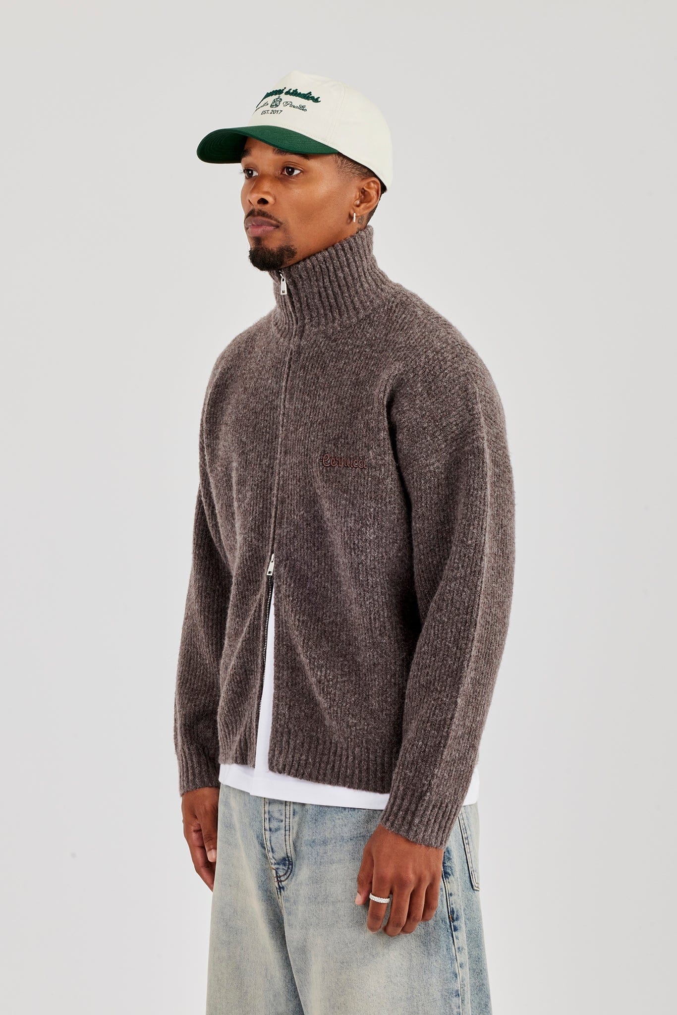 Cernucci Chunky Knitted Funnel Neck - Mocha - Image 3