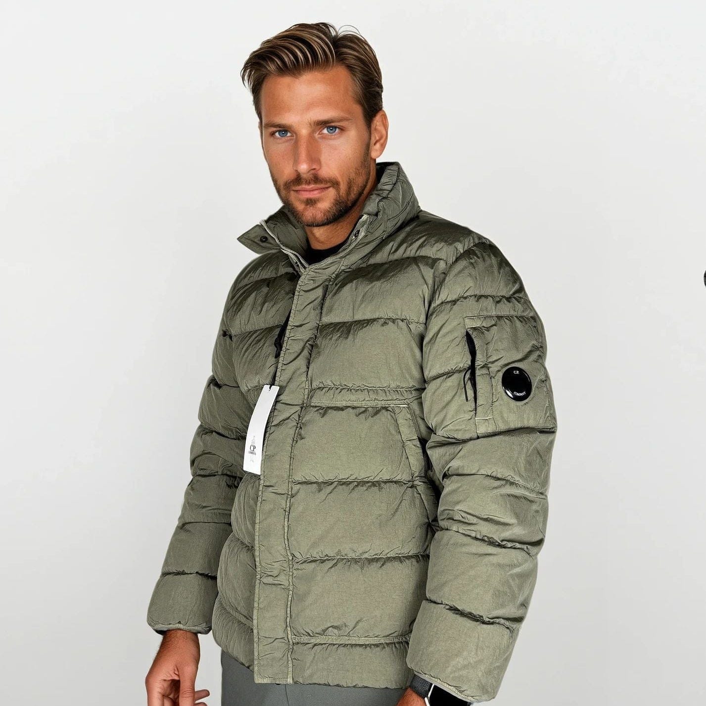 CP Company Chrome-R Down Jacket in Gunmetal Grey - Image 6