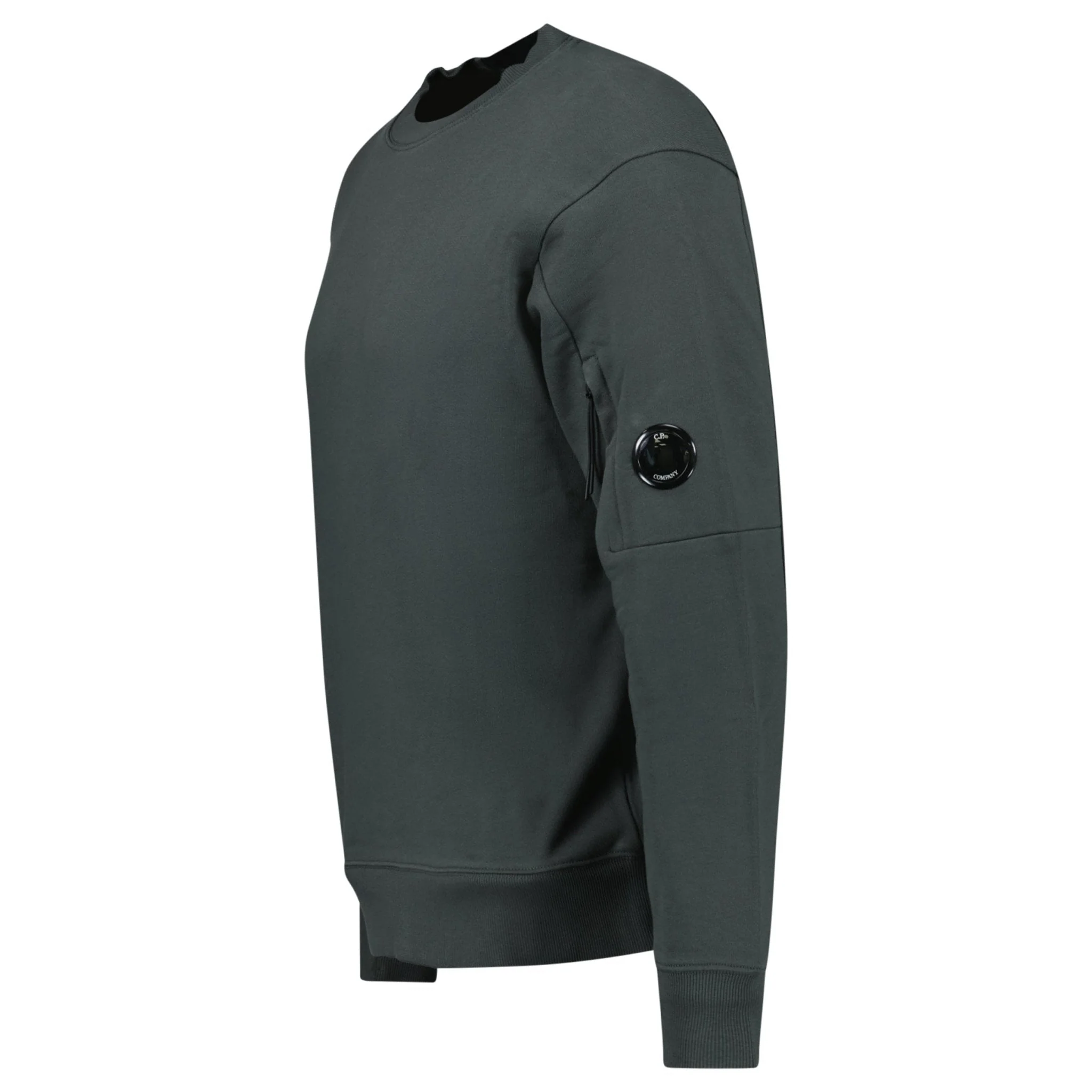 CP Company Diagonal Raised Fleece Crewneck Lens Sweatshirt Dark Shadow Grey - Image 2