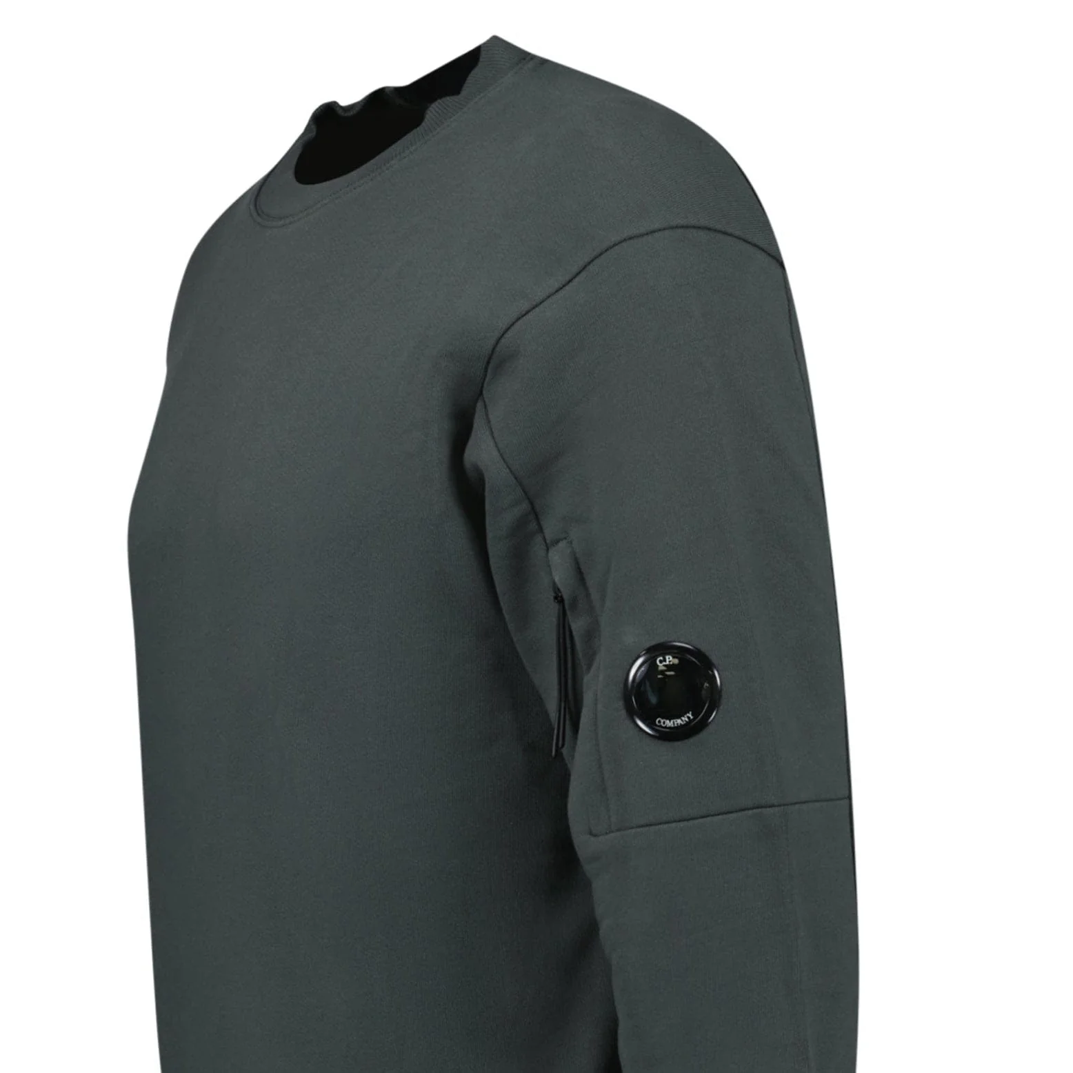 CP Company Diagonal Raised Fleece Crewneck Lens Sweatshirt Dark Shadow Grey - Image 4