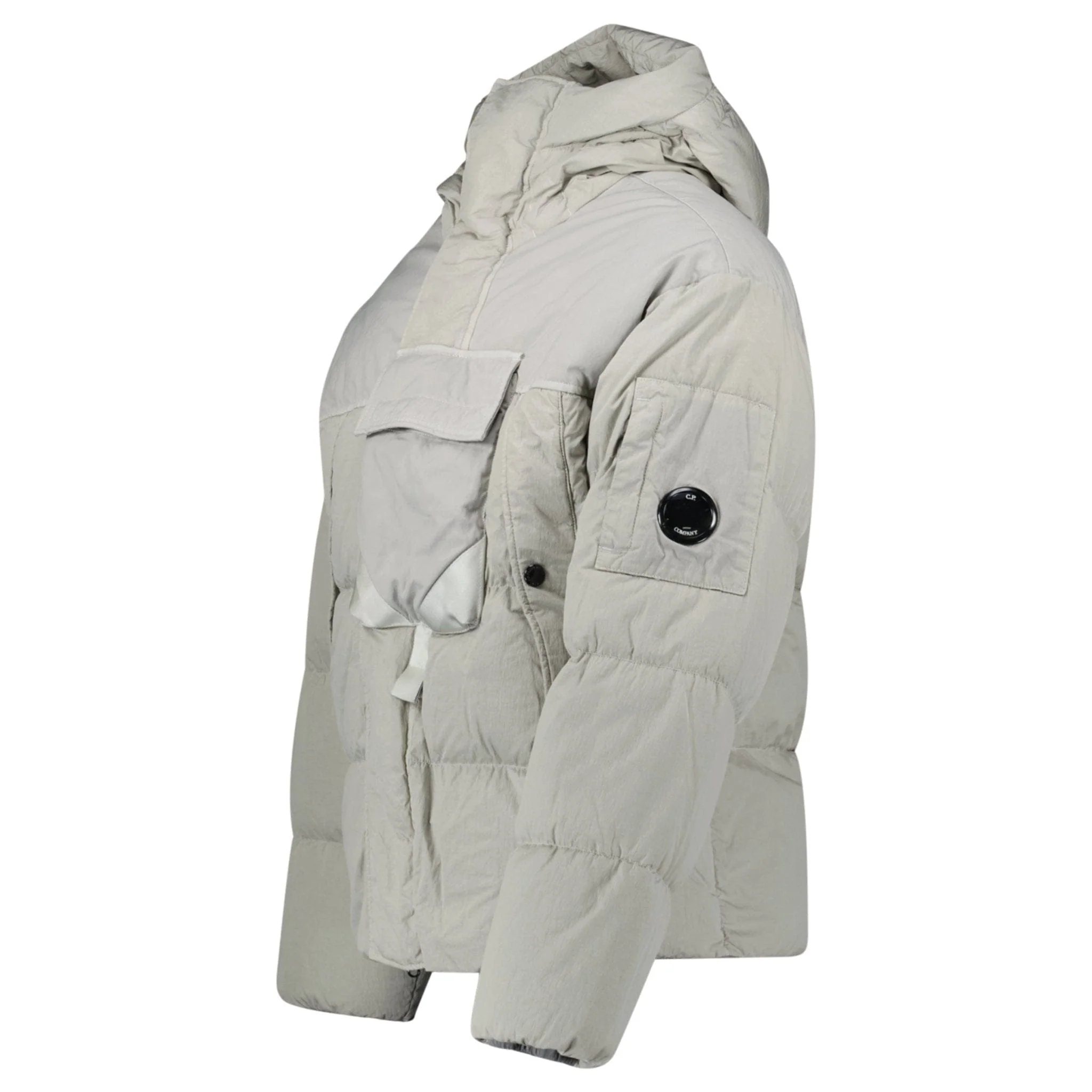 CP Company Eco-Chrome R Mixed Hooded Down Jacket Grey - Image 2