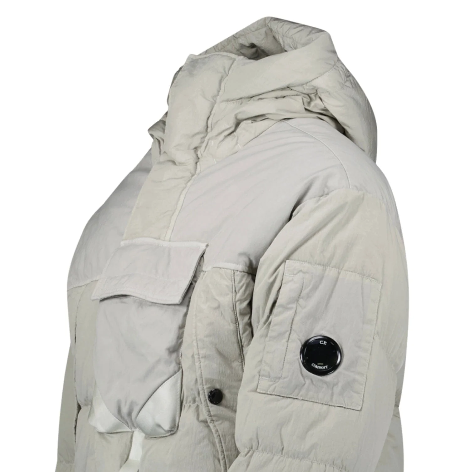 CP Company Eco-Chrome R Mixed Hooded Down Jacket Grey - Image 4