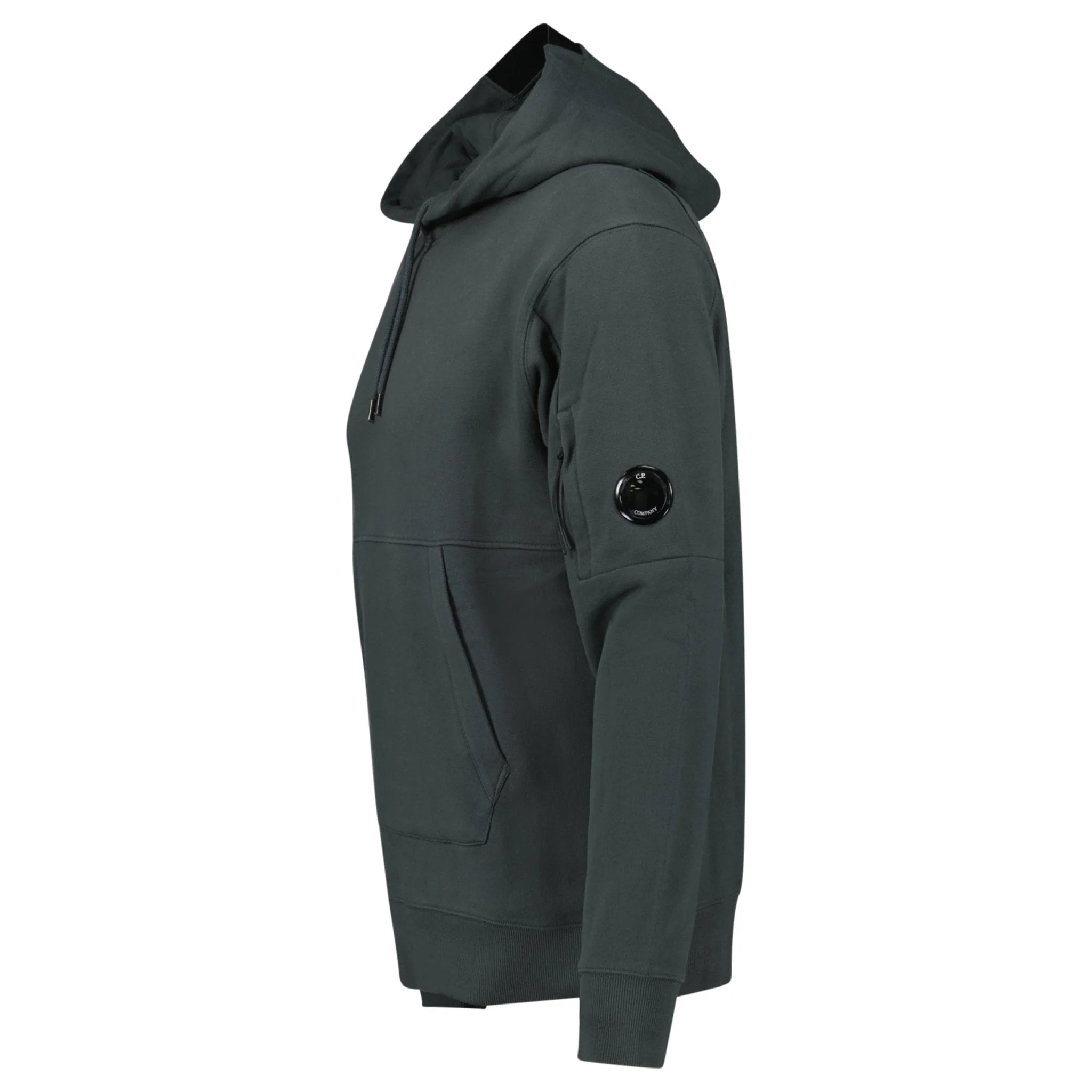 CP Company Lens Diagonal Raised Hooded Fleece Dark Shadow Grey - Image 2
