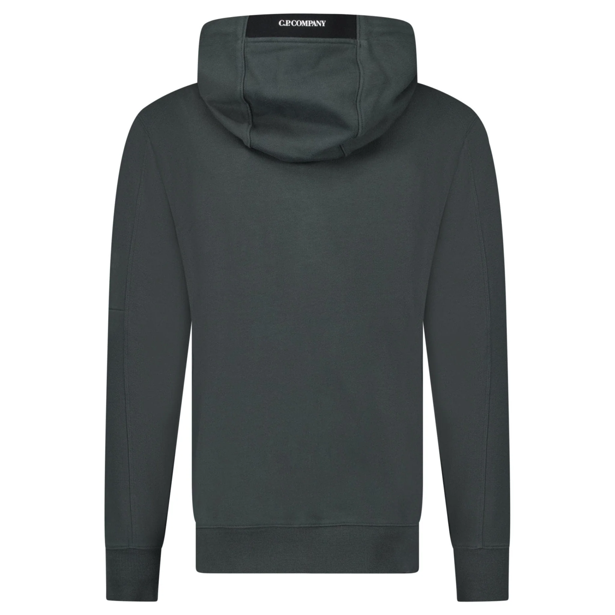 CP Company Lens Diagonal Raised Hooded Fleece Dark Shadow Grey - Image 3