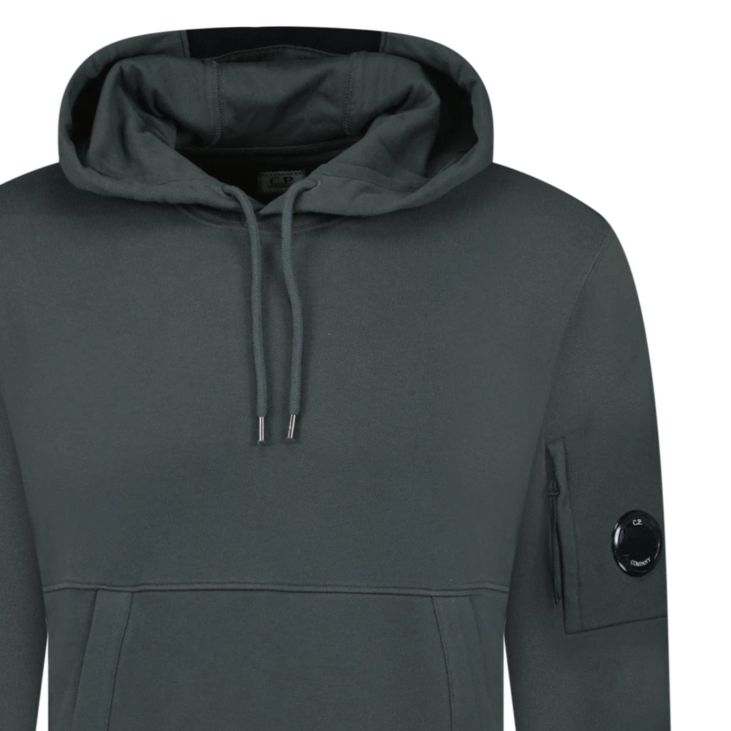 CP Company Lens Diagonal Raised Hooded Fleece Dark Shadow Grey - Image 4