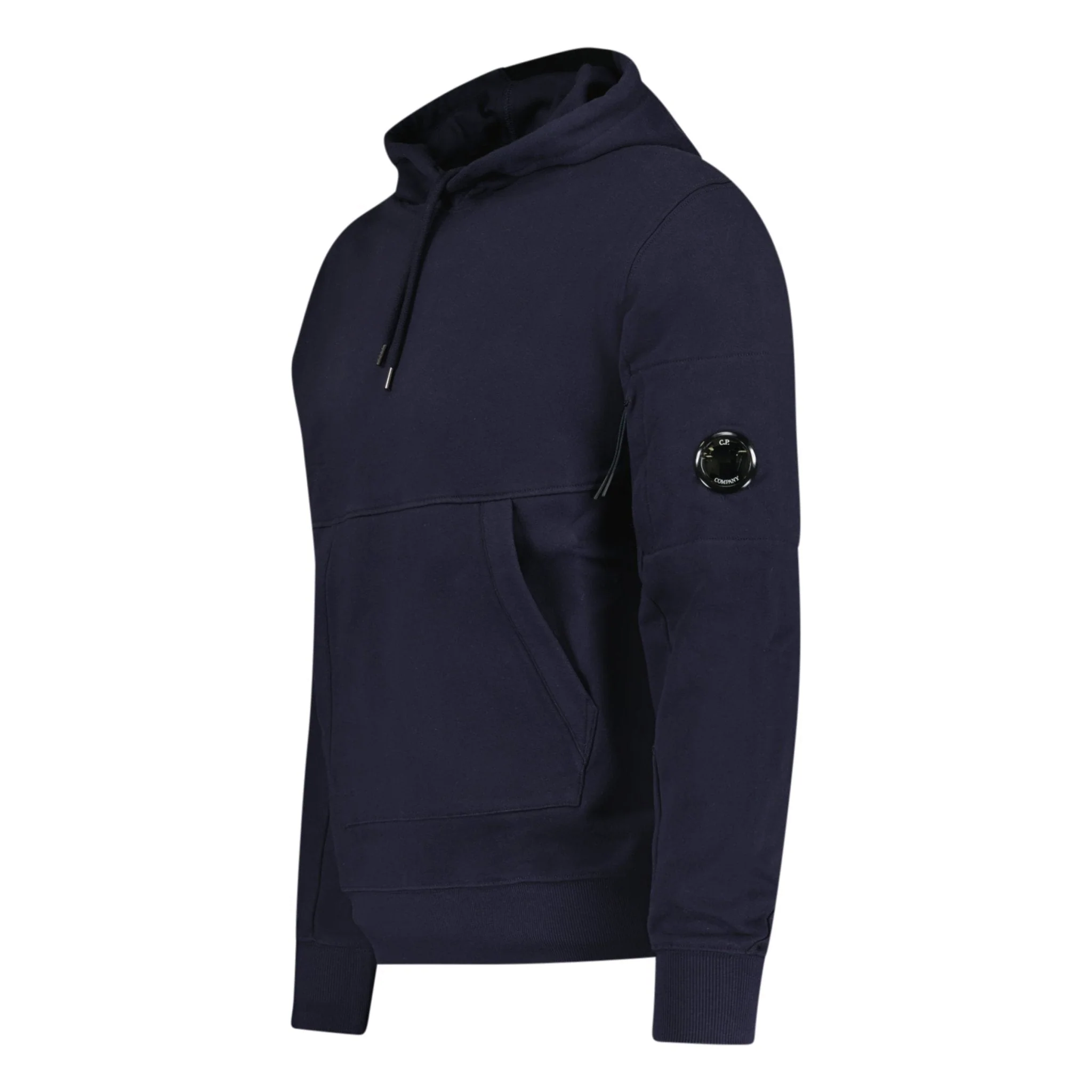 CP Company Lens Diagonal Raised Hooded Fleece Navy - Image 2