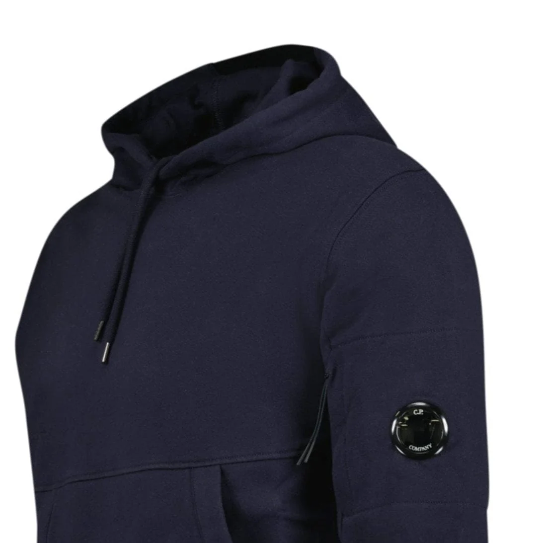 CP Company Lens Diagonal Raised Hooded Fleece Navy - Image 3