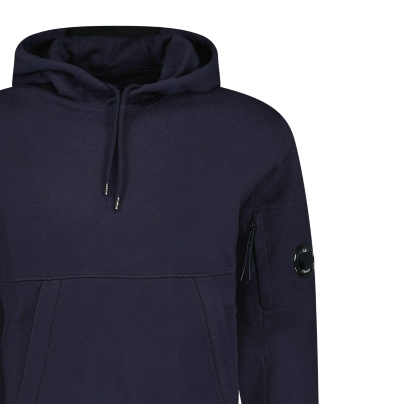 CP Company Lens Diagonal Raised Hooded Fleece Navy - Image 4