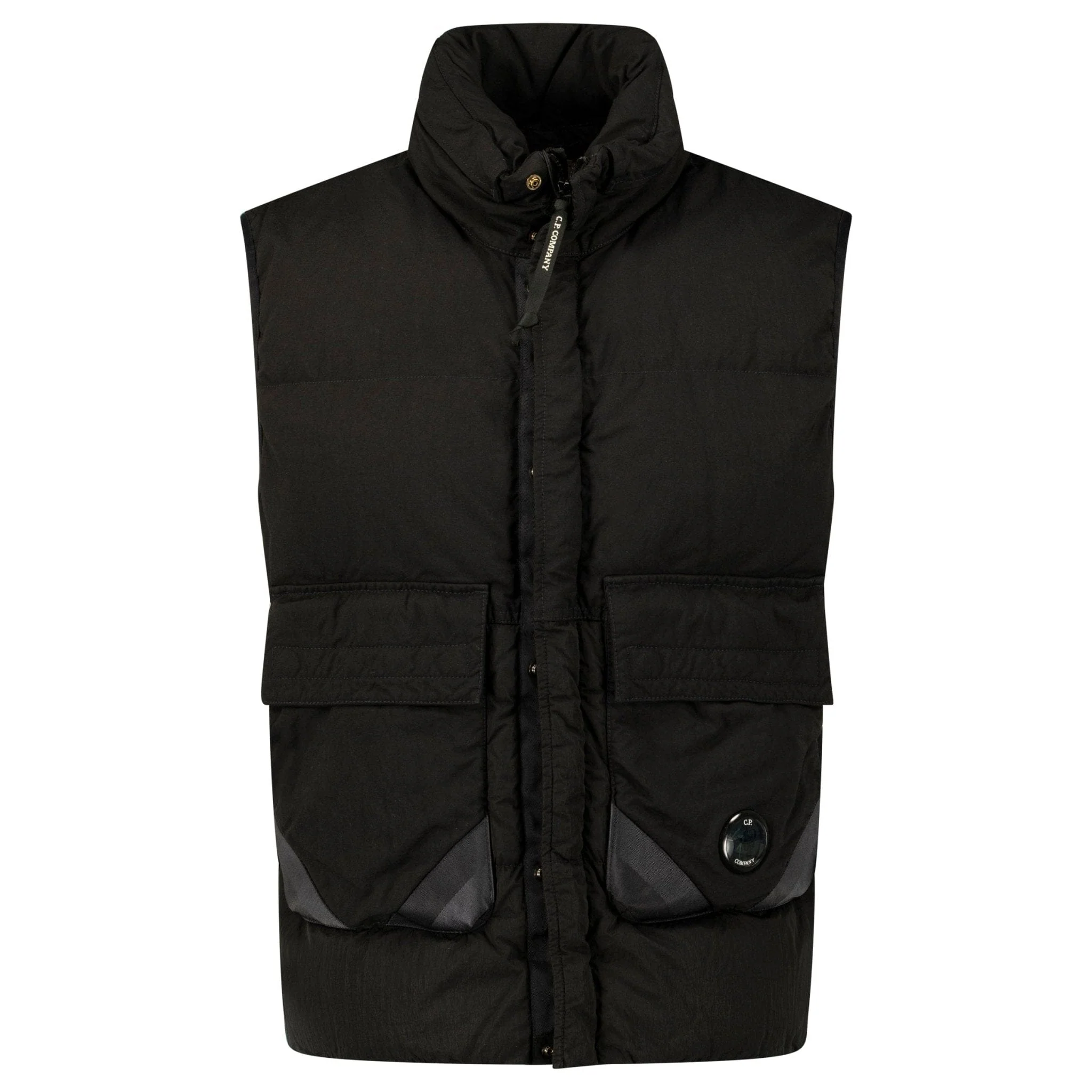CP Company Lens Garment Dyed ECO-Chrome R Gilet in Black