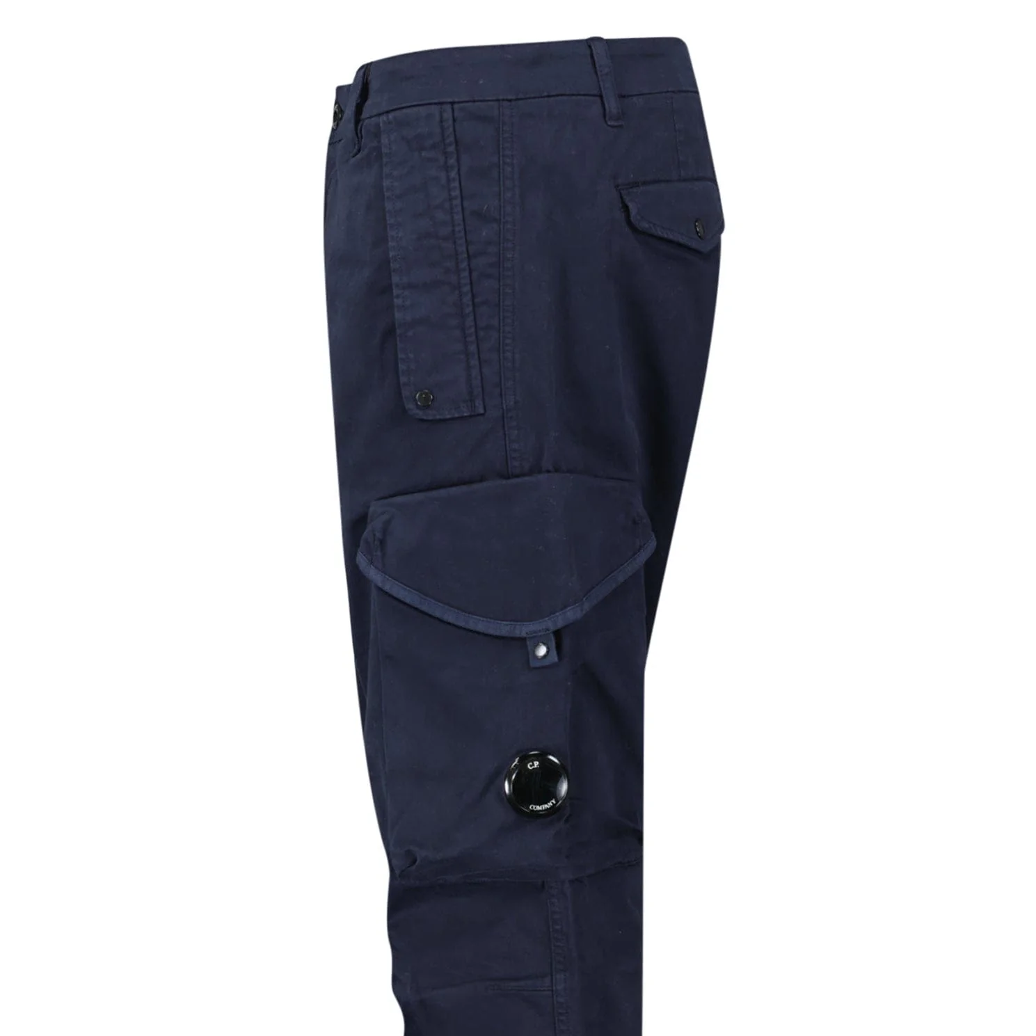 CP Company Stretch Sateen Ergonomic Lens Cargo Pants in Navy - Image 4