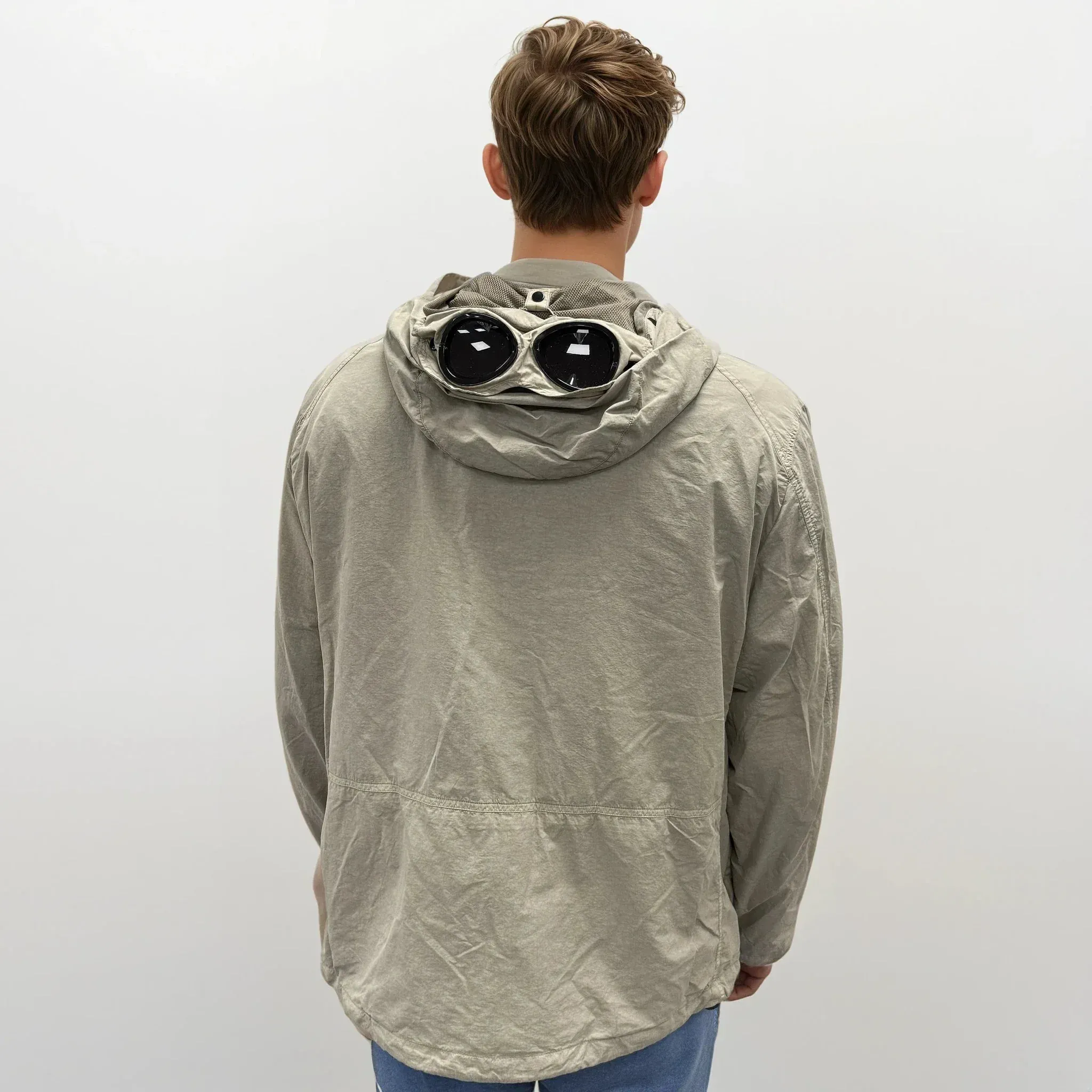CP Company Vintage Khaki Flatt Nylon Goggle Jacket - Image 3