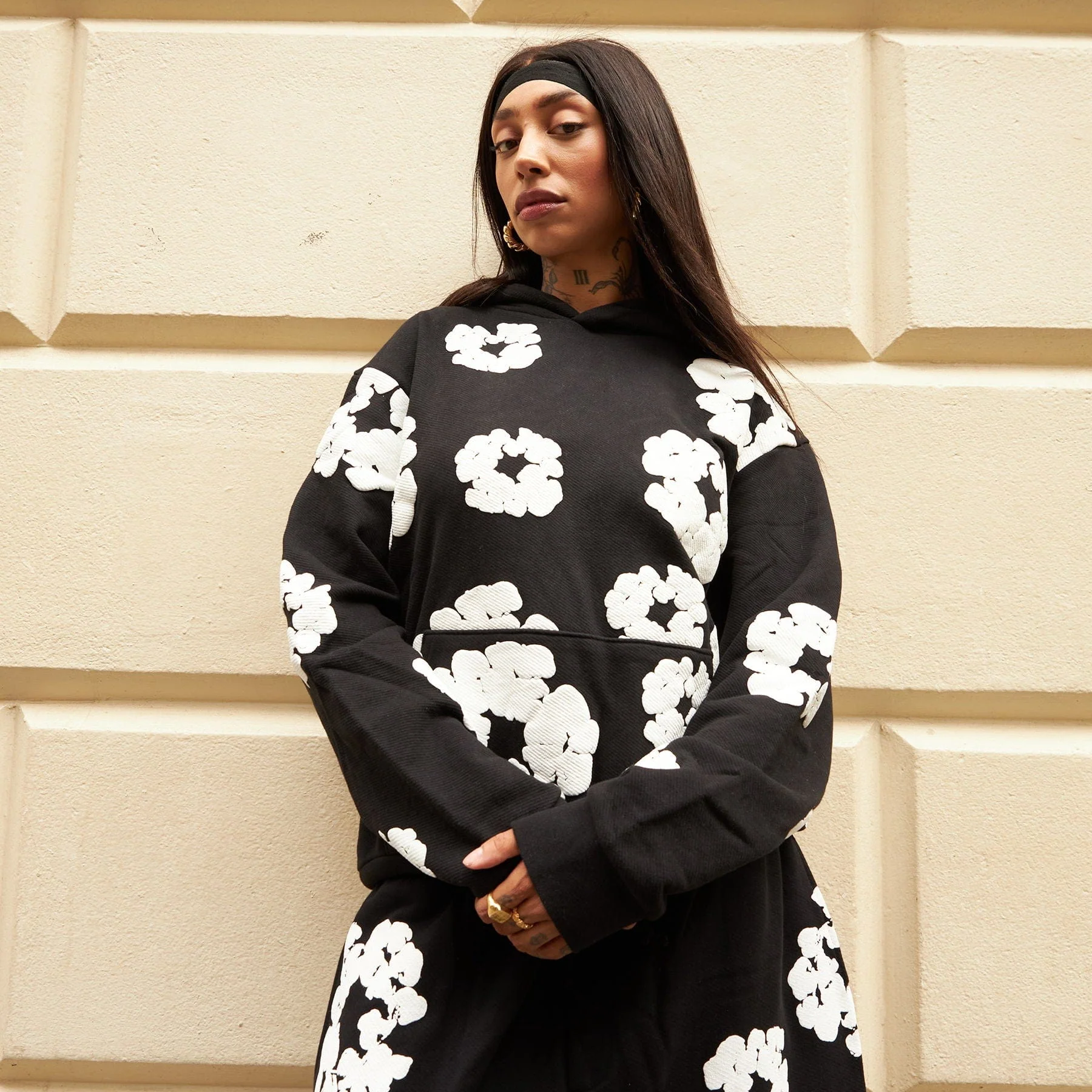 Denim Tears The Cotton Wreath Hooded Sweatshirt 'Black' - Image 3
