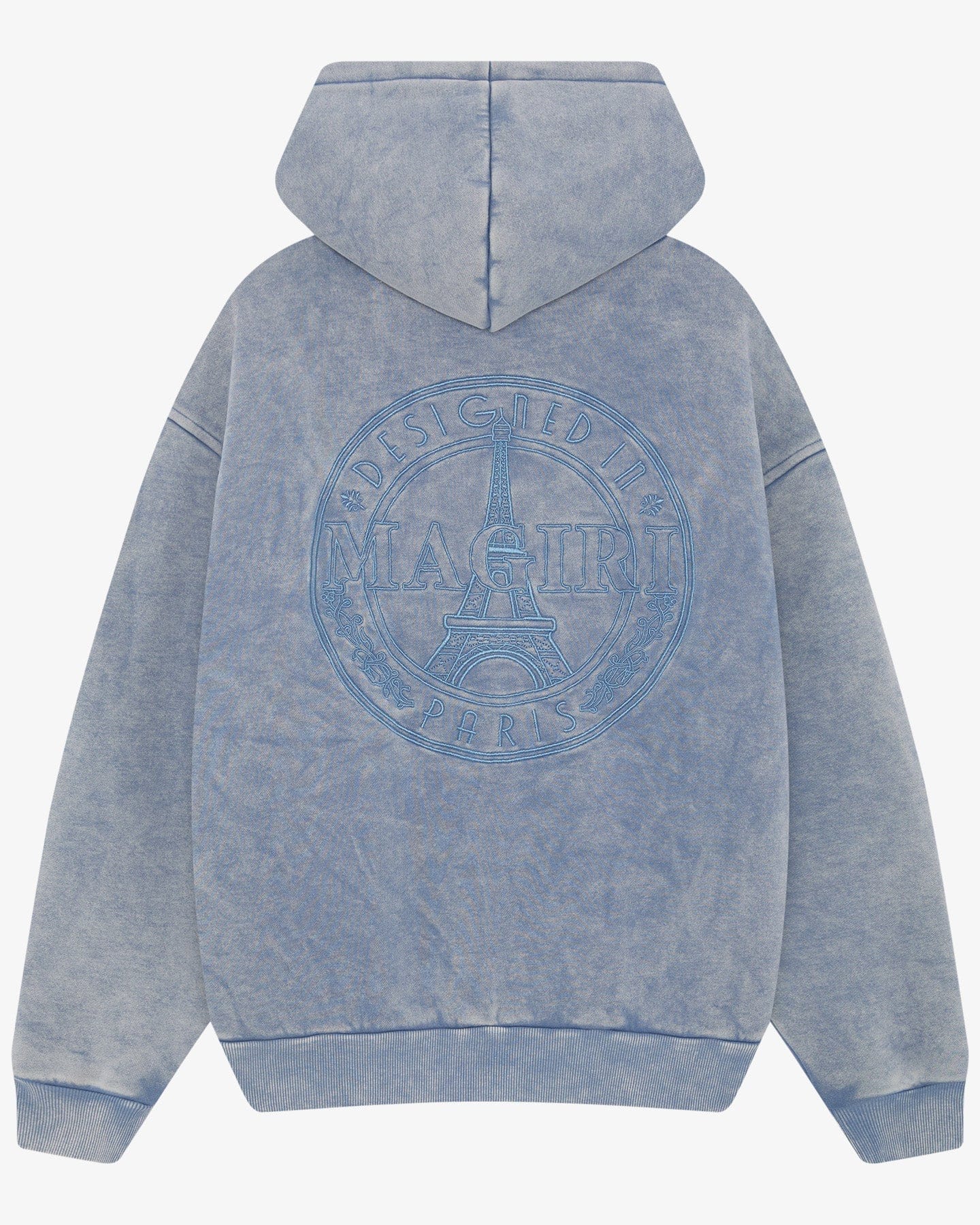 Magiri Embroidered Acid Wash Hoodie 'Washed Blue' - Image 2