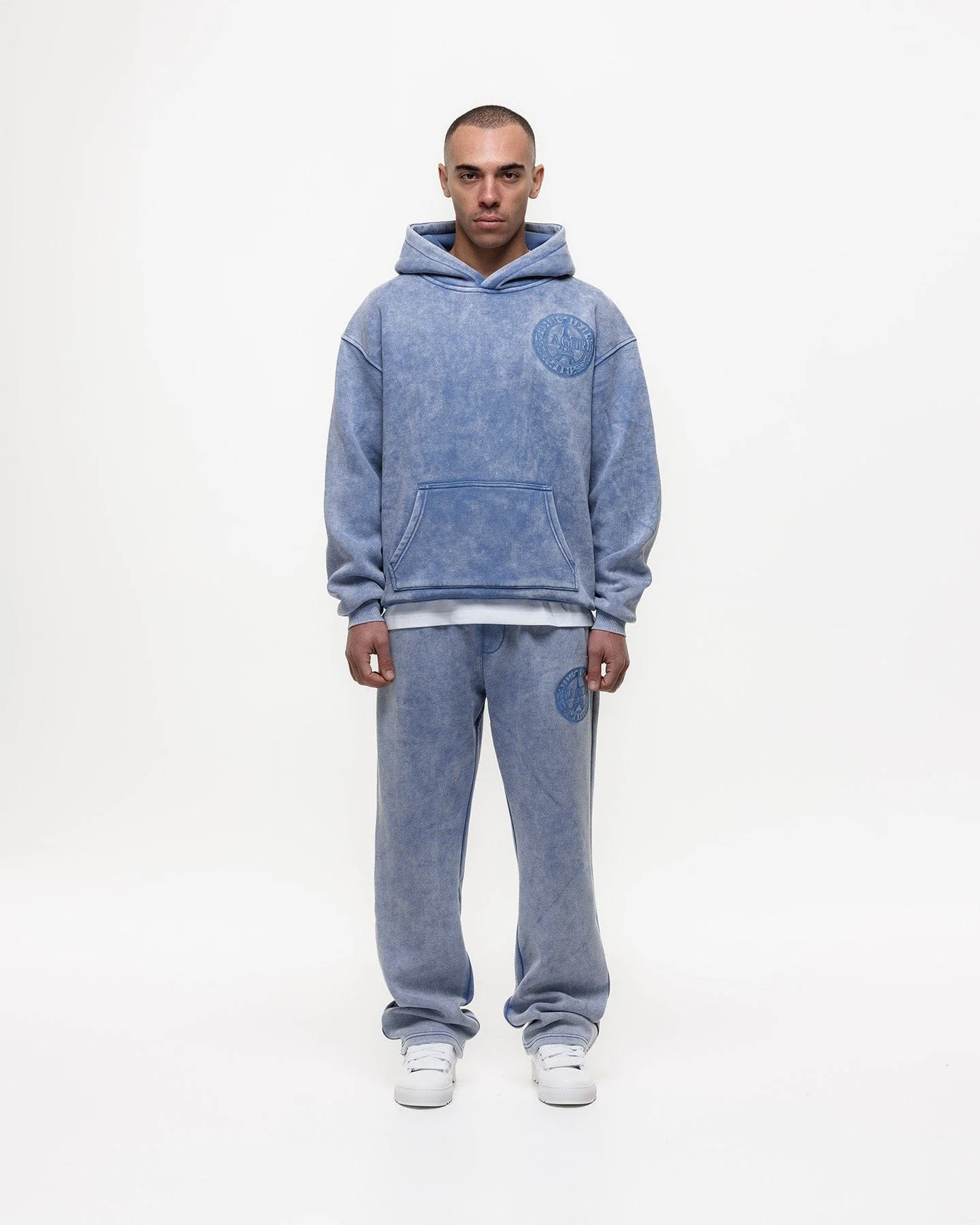 Magiri Embroidered Acid Wash Hoodie 'Washed Blue' - Image 3