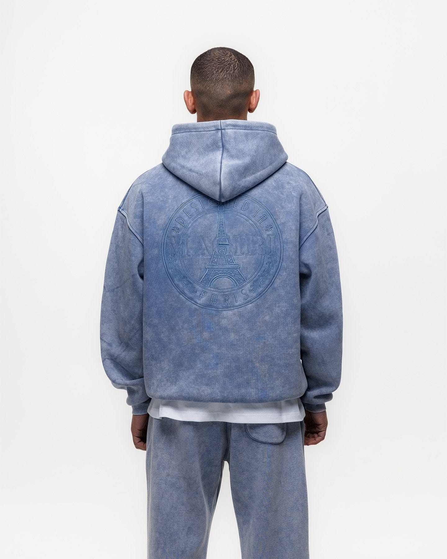 Magiri Embroidered Acid Wash Hoodie 'Washed Blue' - Image 5