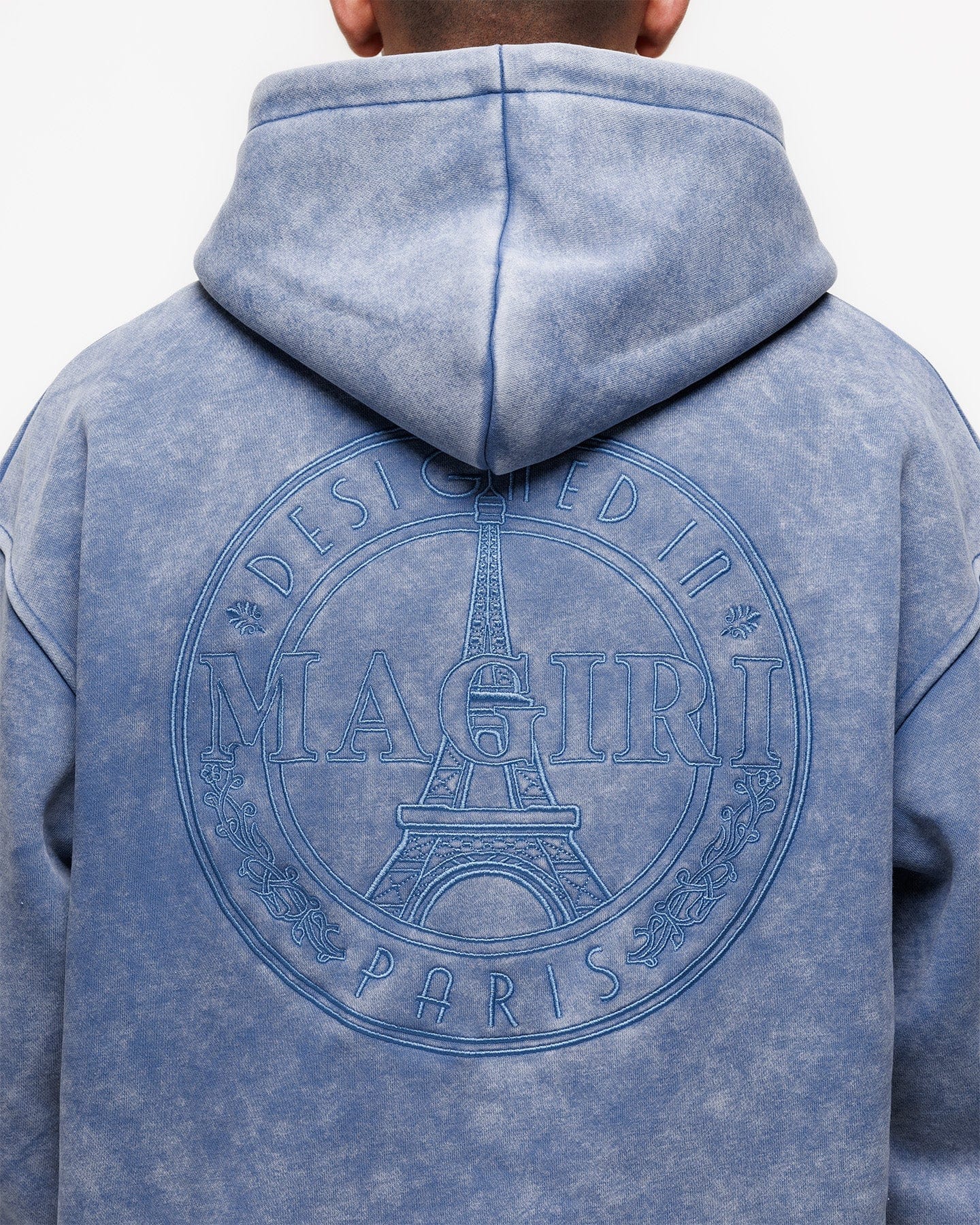 Magiri Embroidered Acid Wash Hoodie 'Washed Blue' - Image 6