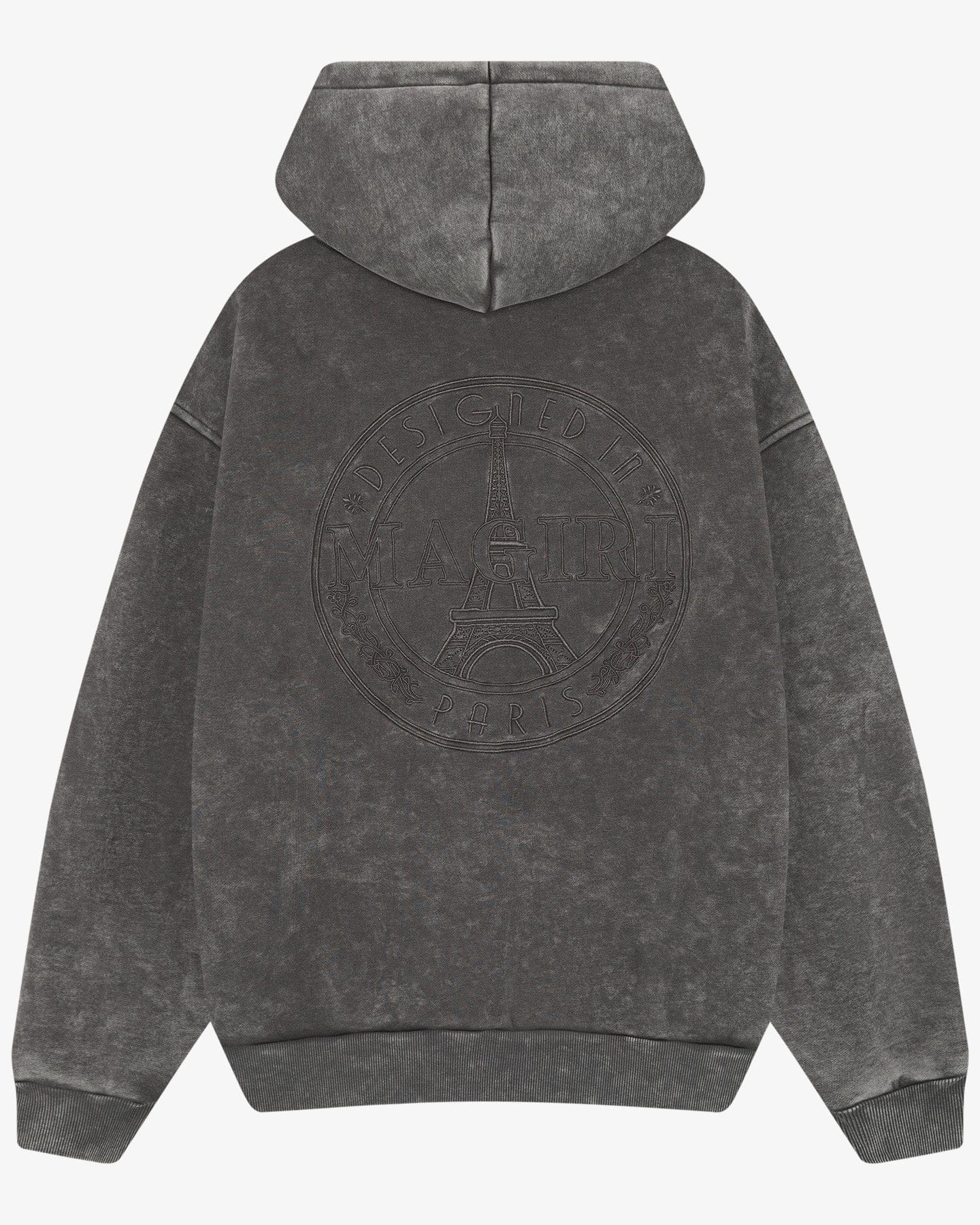 Magiri Embroidered Acid Wash Hoodie 'Washed Grey' - Image 2