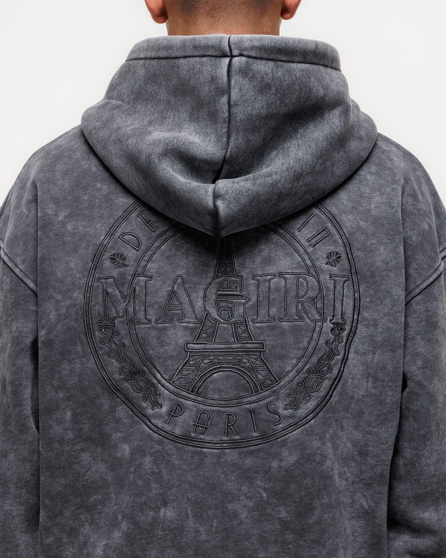 Magiri Embroidered Acid Wash Hoodie 'Washed Grey' - Image 6