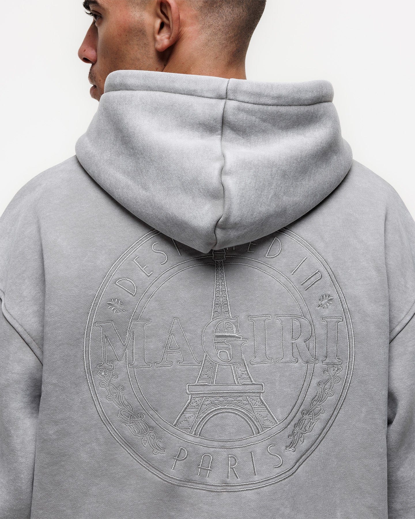 Magiri Embroidered Acid Wash Hoodie 'Washed Oatmeal' - Image 6