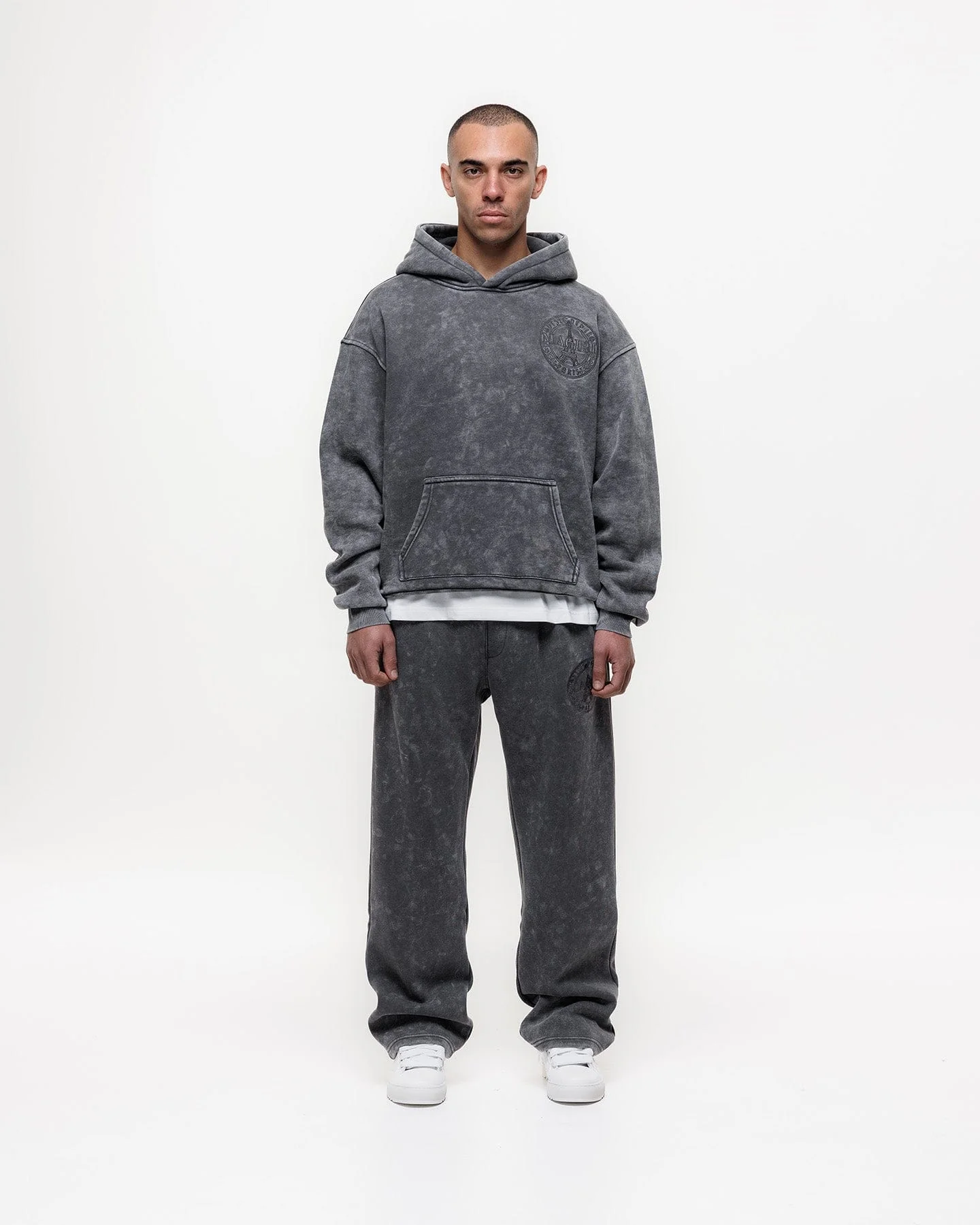 Magiri Embroidered Acid Wash Joggers 'Washed Grey' - Image 3