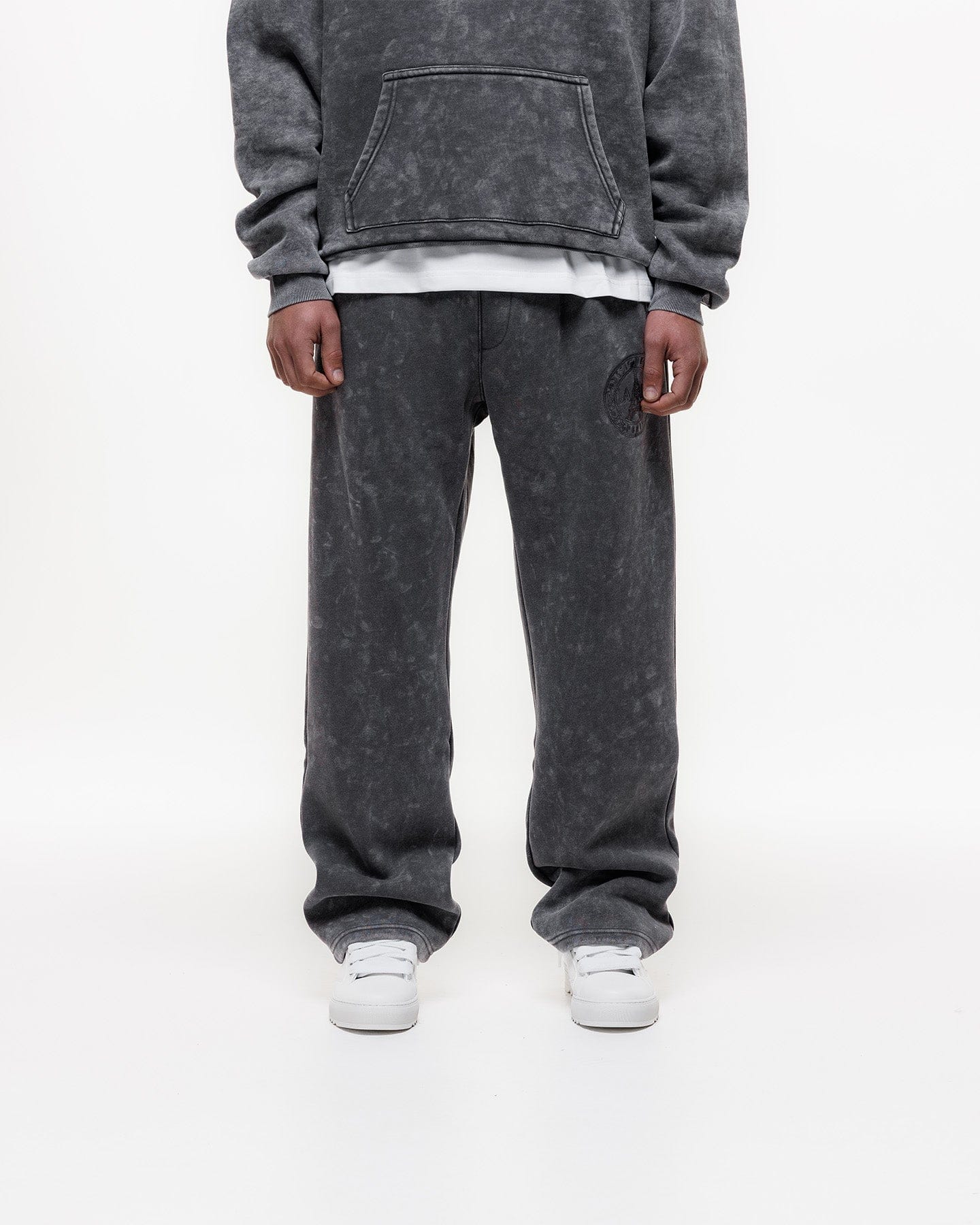 Magiri Embroidered Acid Wash Joggers 'Washed Grey' - Image 5