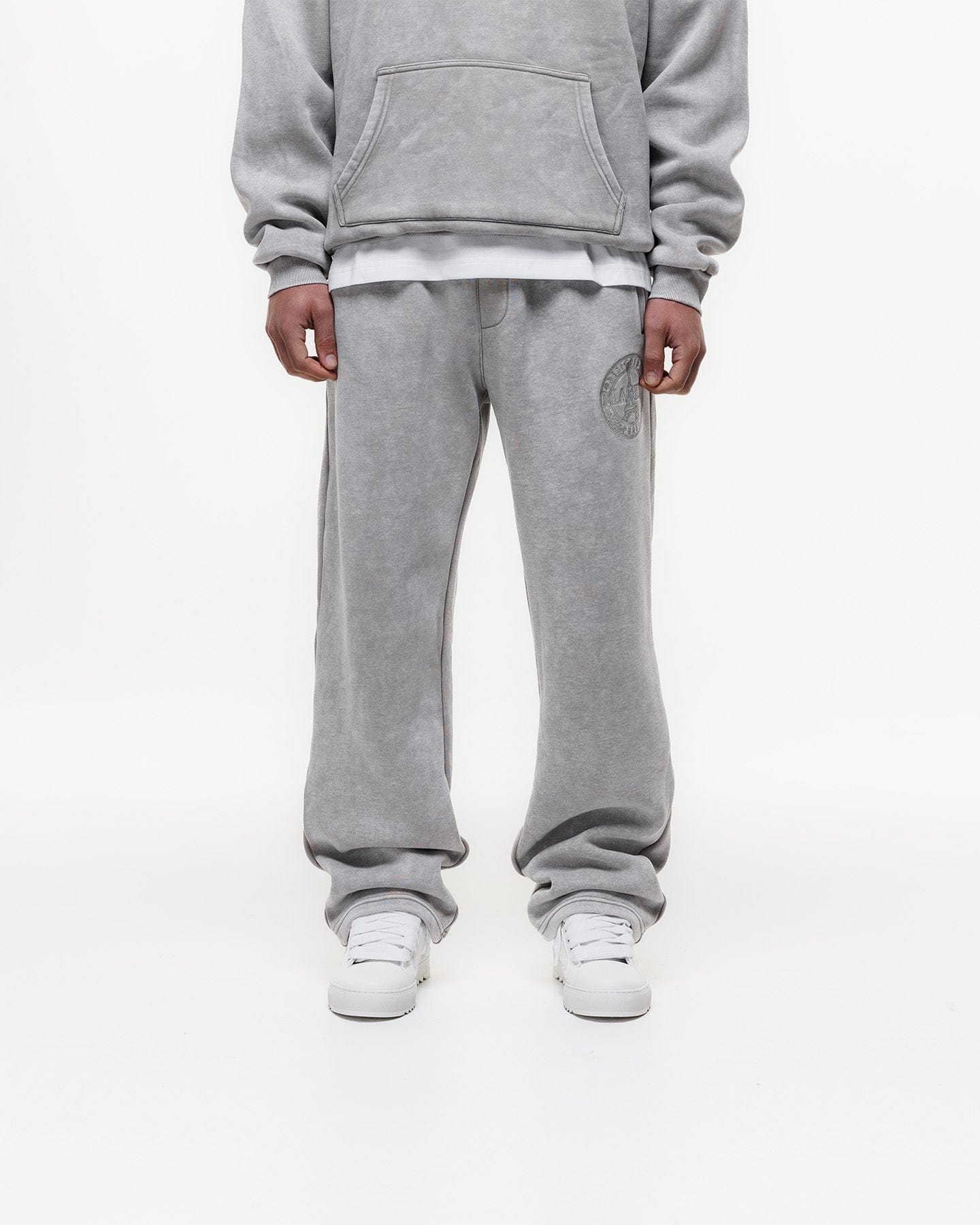 Magiri Embroidered Acid Wash Joggers 'Washed Oatmeal' - Image 4