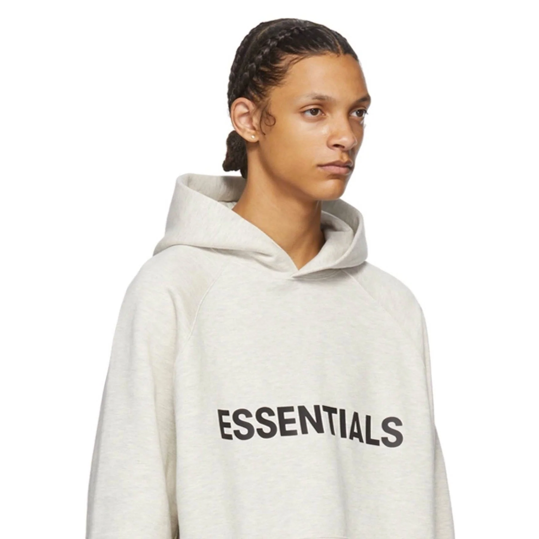 FEAR OF GOD ESSENTIALS 3D Silicon Applique Pullover Hoodie Heather Oatmeal - Image 3
