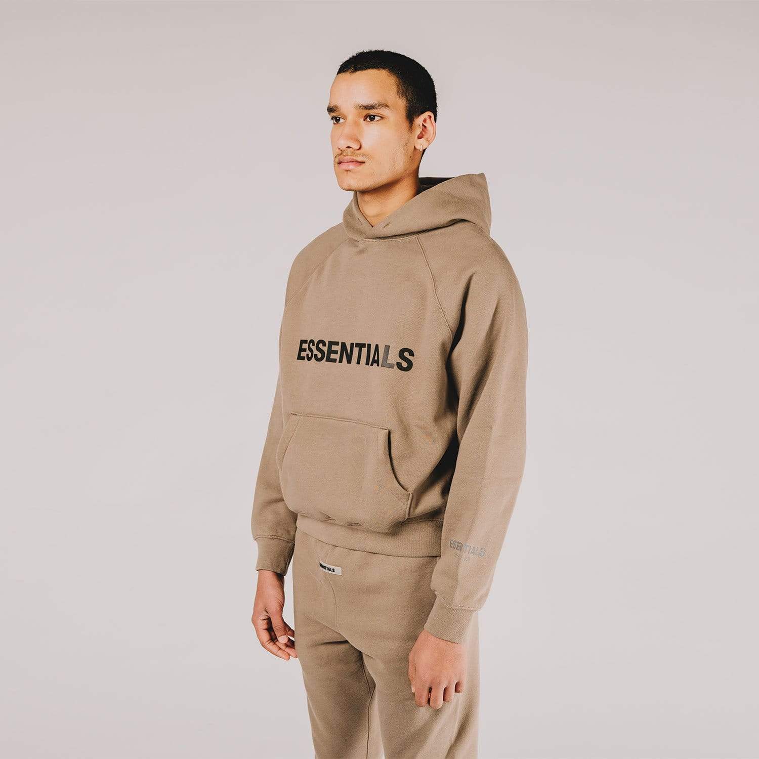 FEAR OF GOD ESSENTIALS 3D Silicon Applique Pullover Hoodie Taupe - Image 4