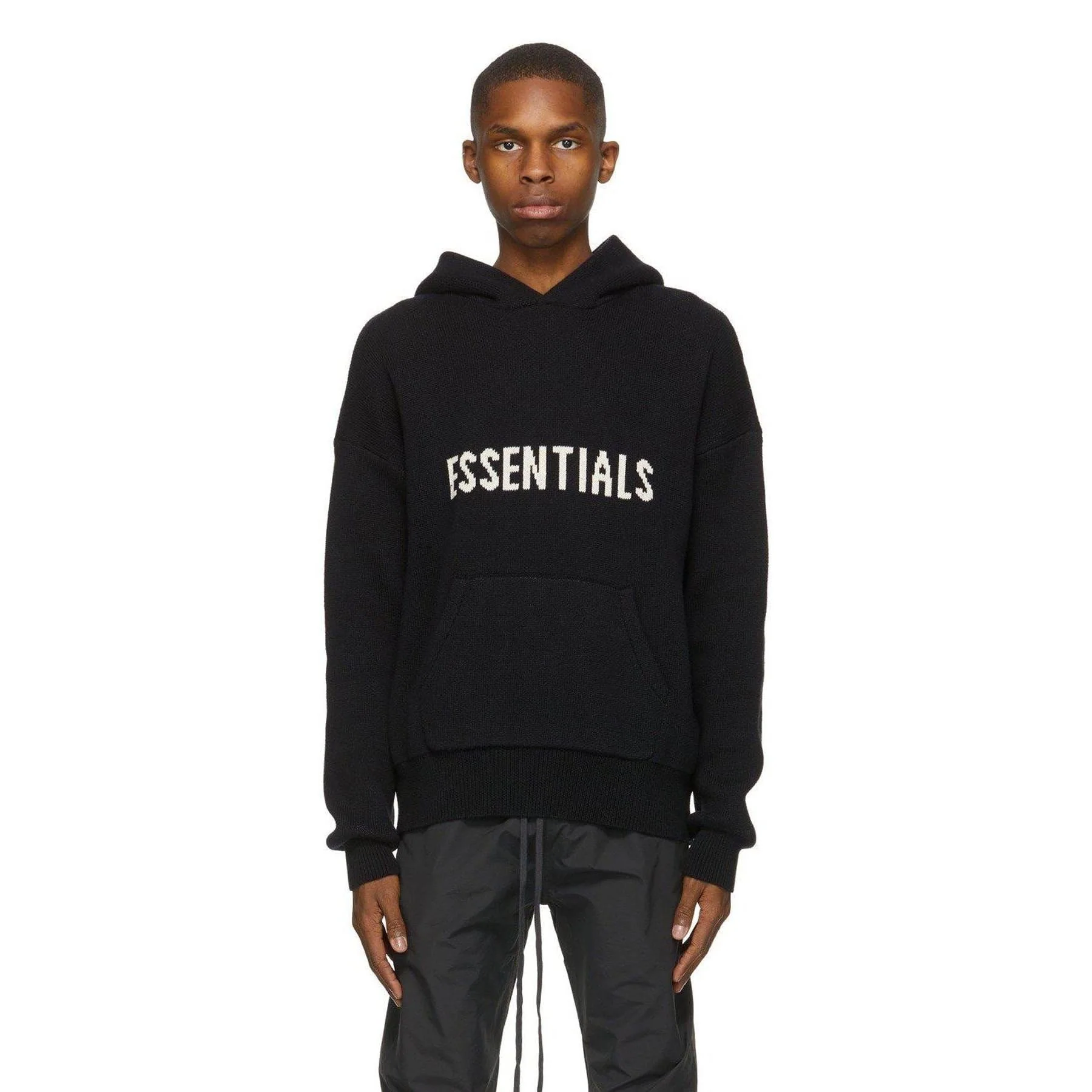FEAR OF GOD ESSENTIALS Knit Hoodie Black - Image 2
