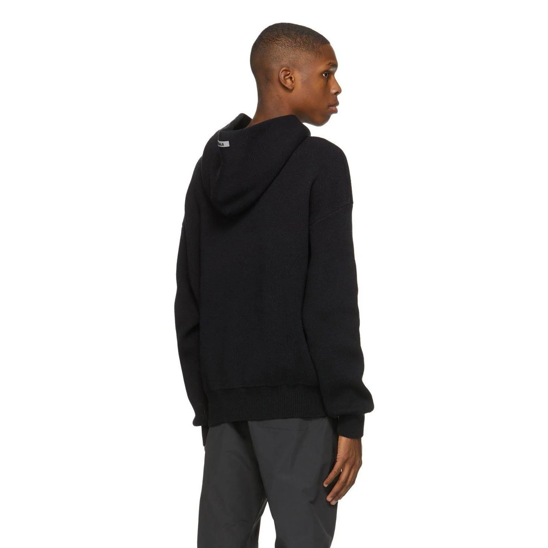 FEAR OF GOD ESSENTIALS Knit Hoodie Black - Image 4