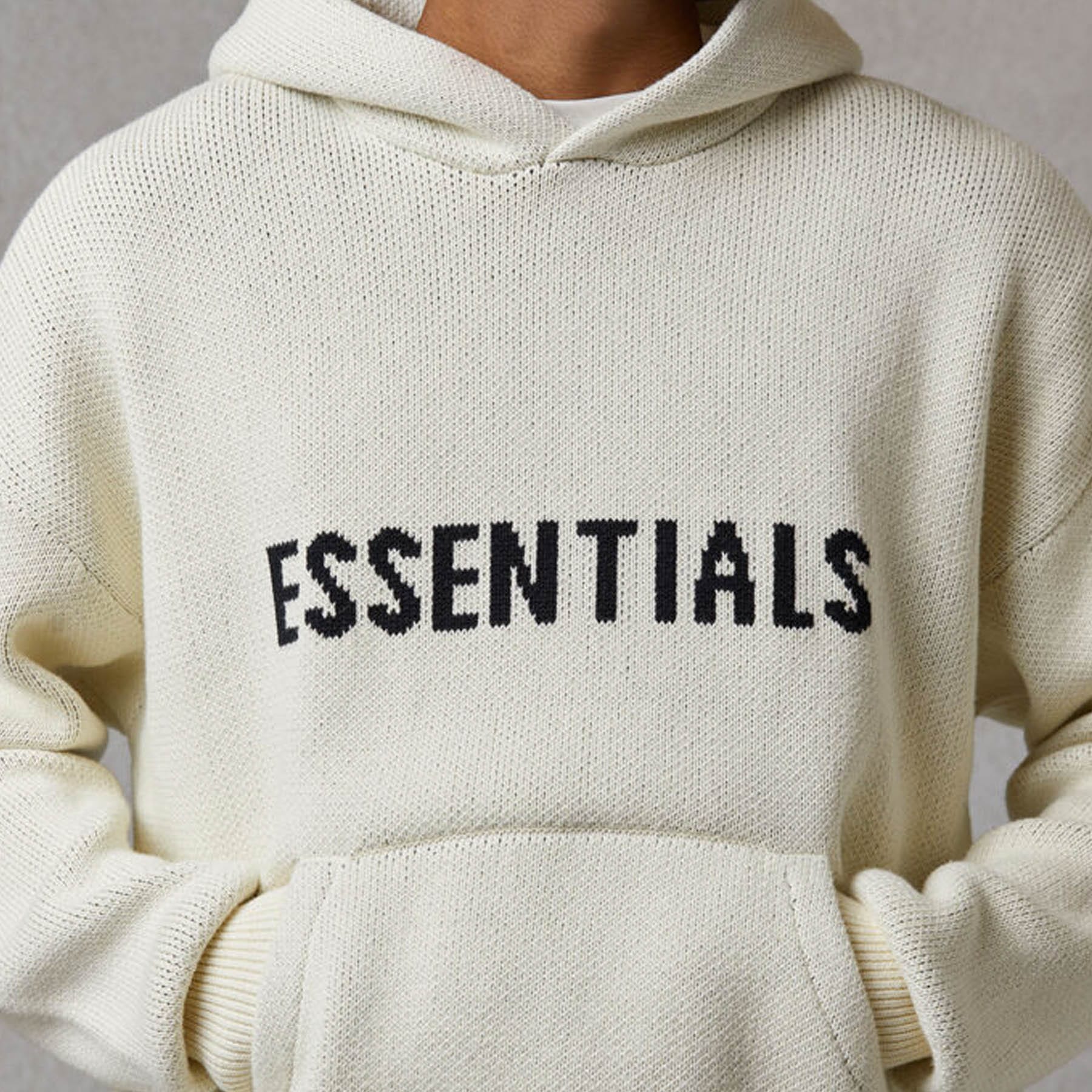 FEAR OF GOD ESSENTIALS Knit Hoodie Cream - Image 2