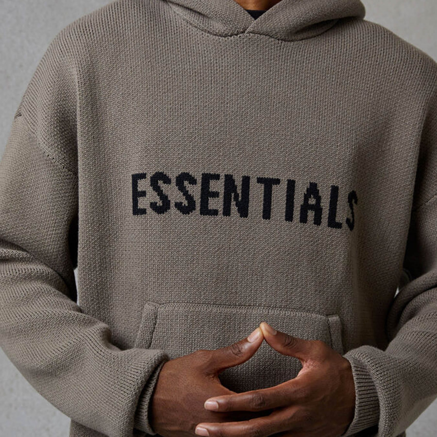 FEAR OF GOD ESSENTIALS Knit Hoodie Taupe - Image 2